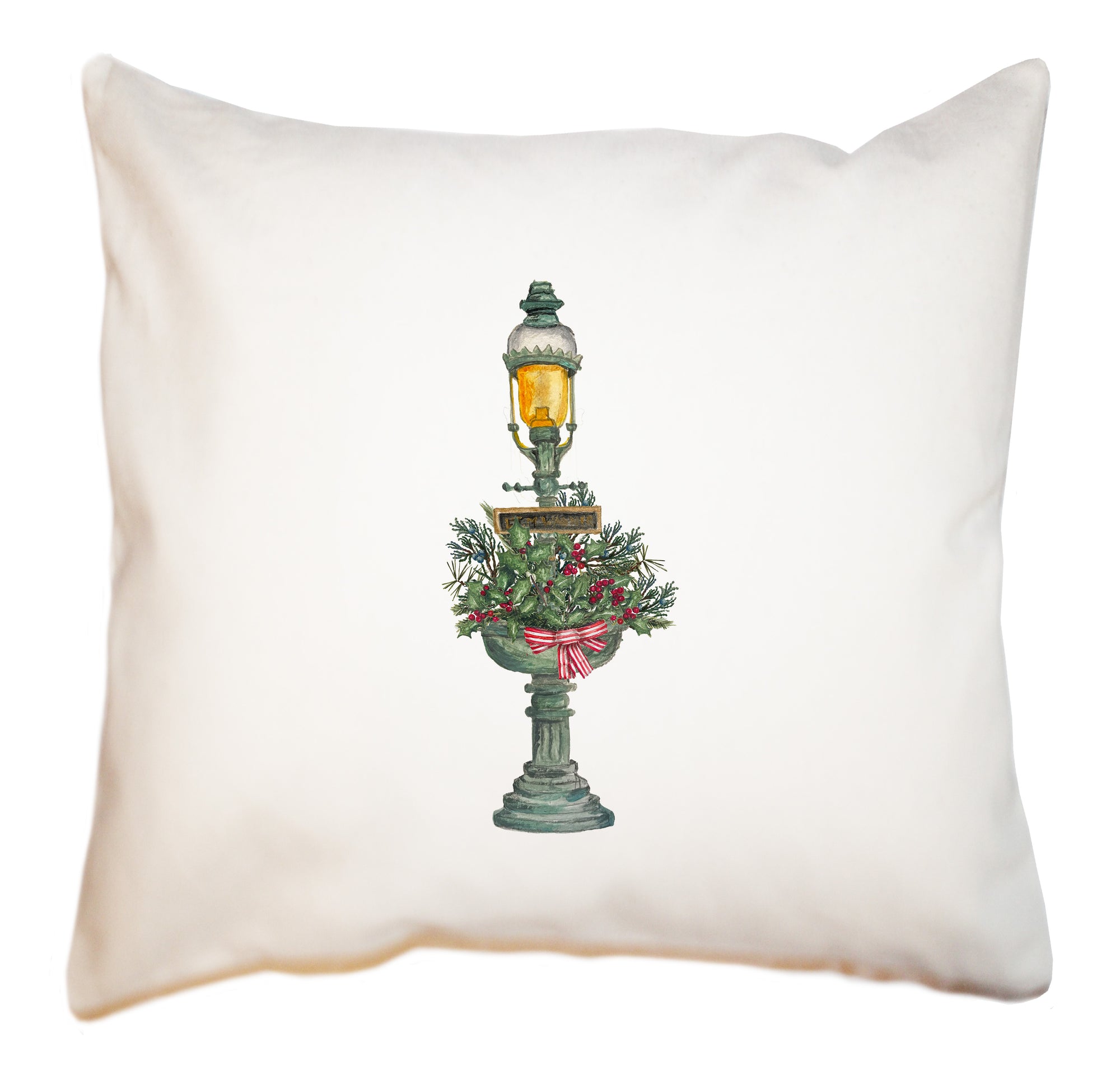 nantucket fountain christmas square pillow