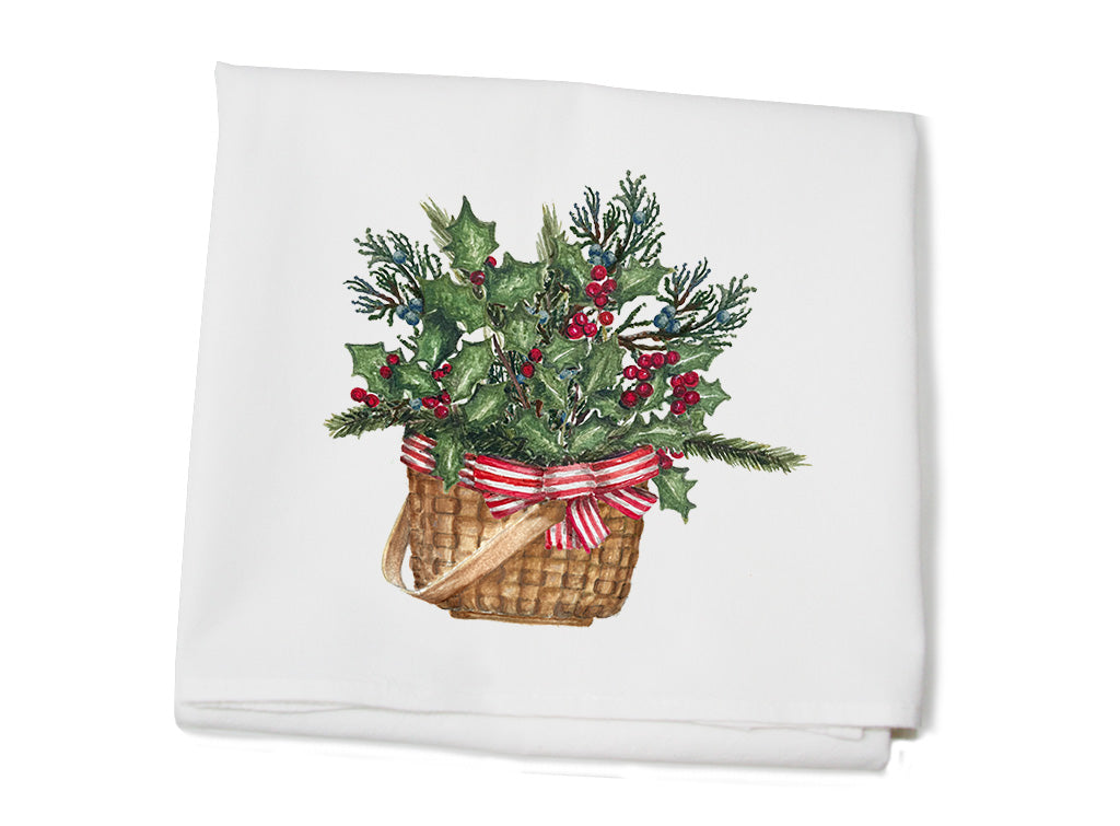 holly in nantucket basket flour sack towel