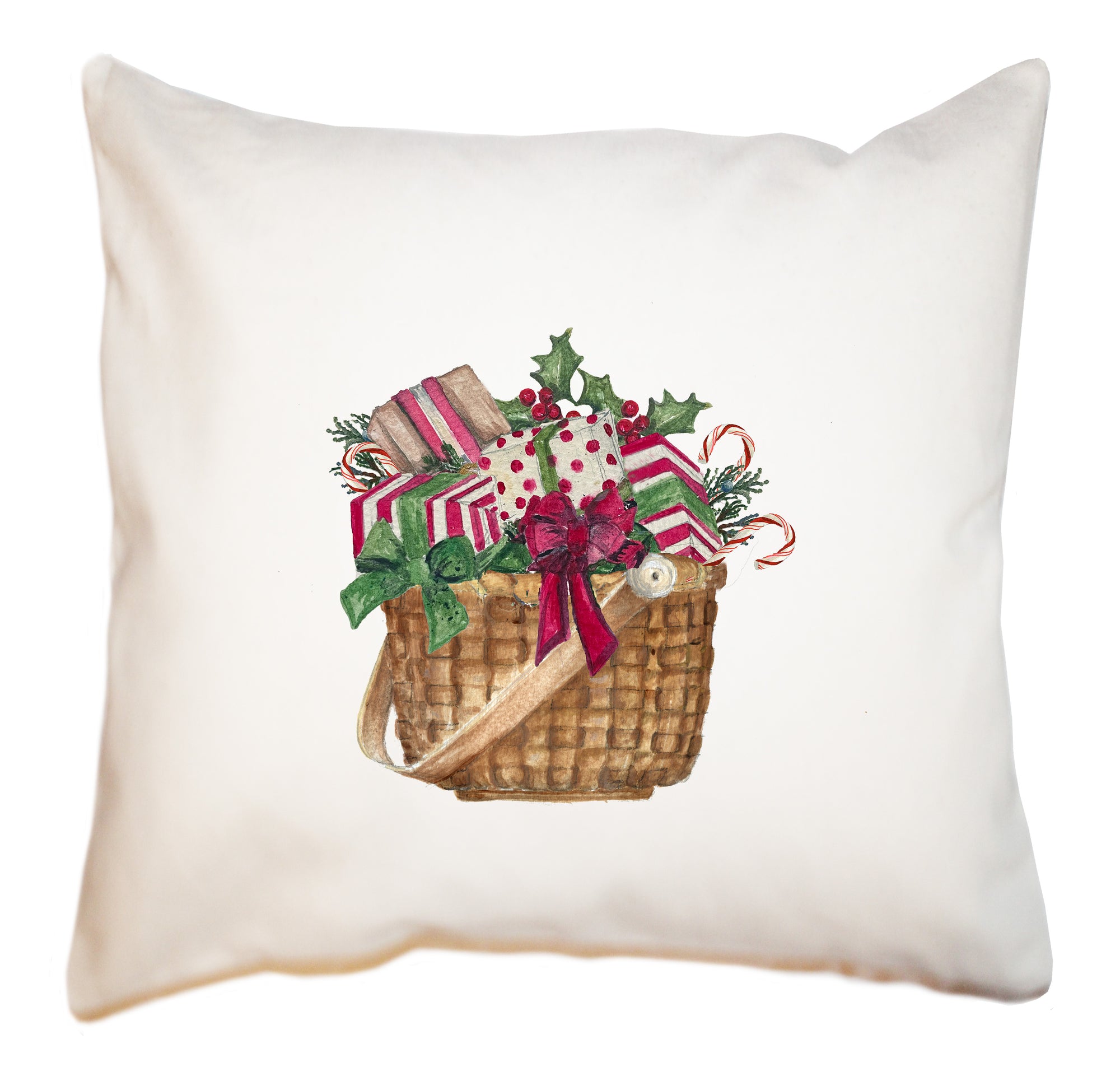 christmas presents in nantucket basket square pillow