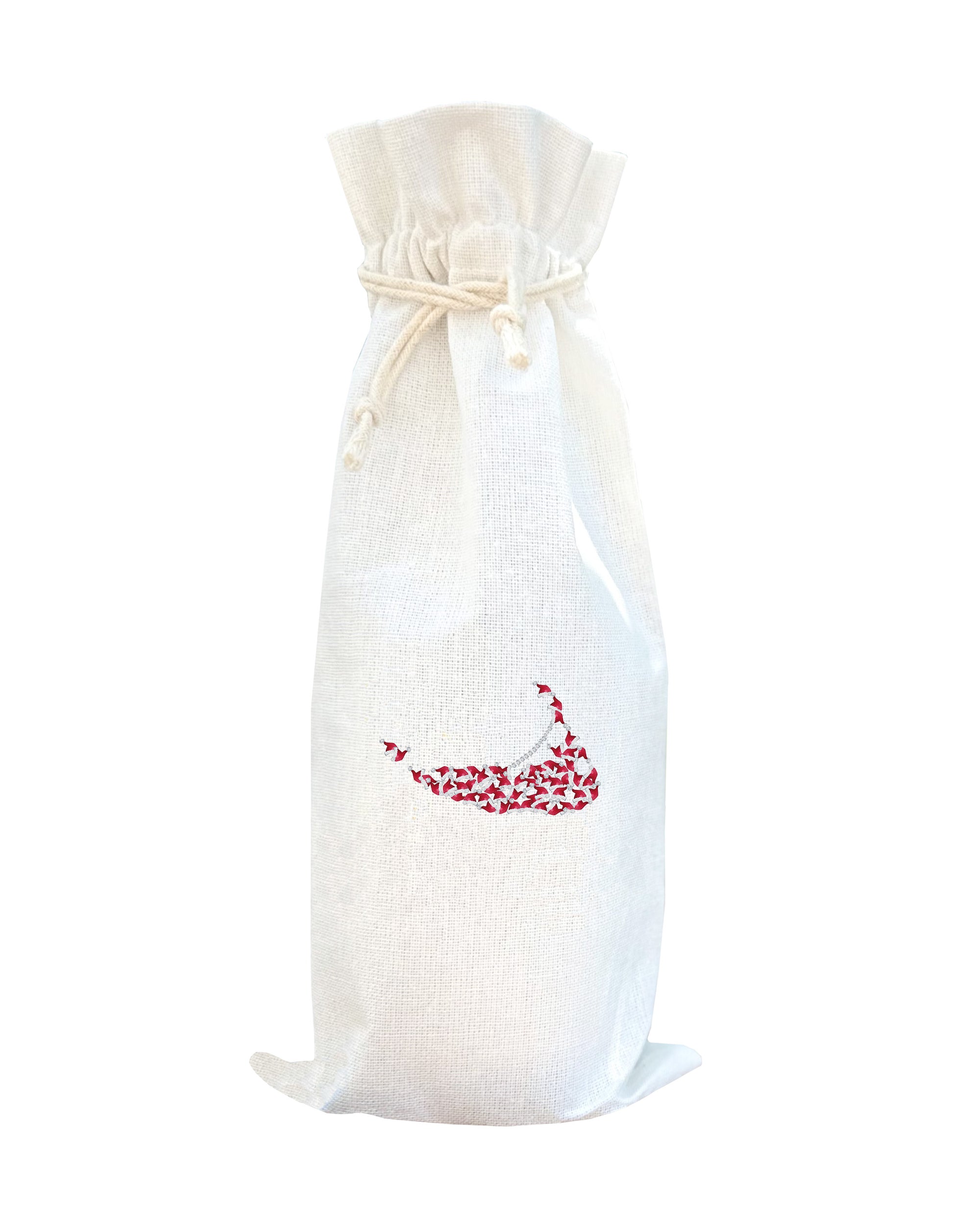 nantucket made of santa hats wine bag