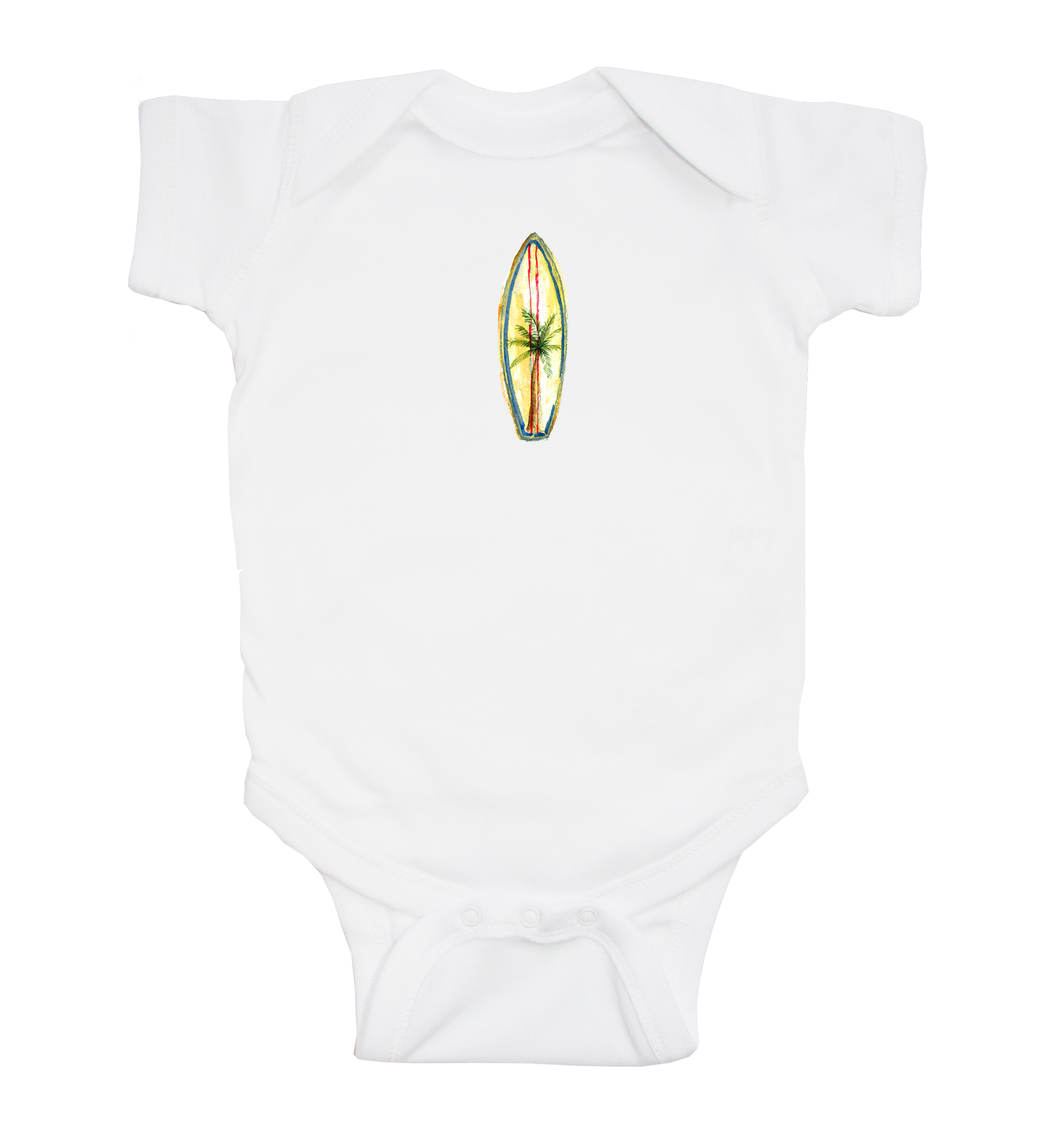 surf yellow palm tree baby snap up short sleeve