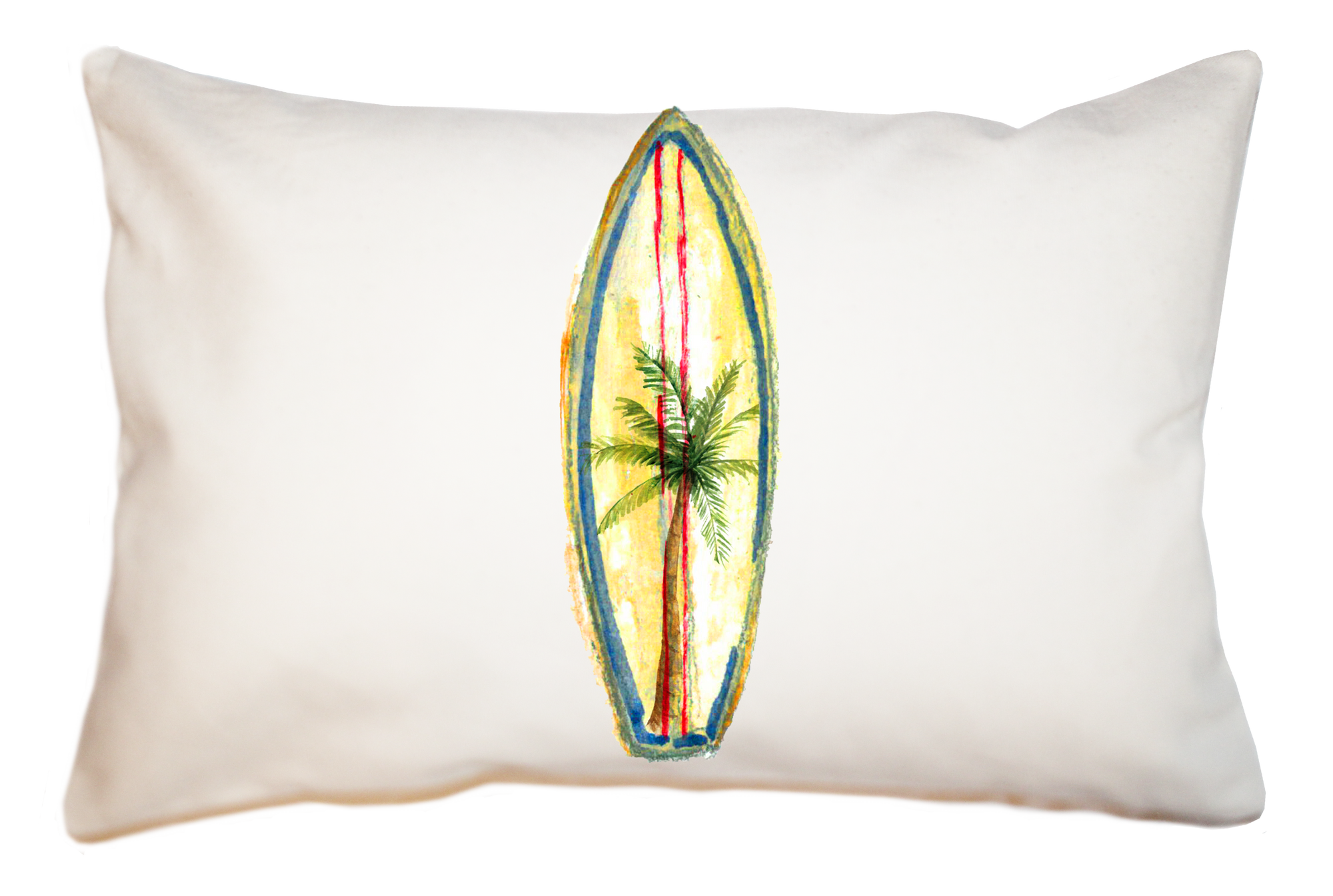 surf yellow palm tree large rectangle pillow