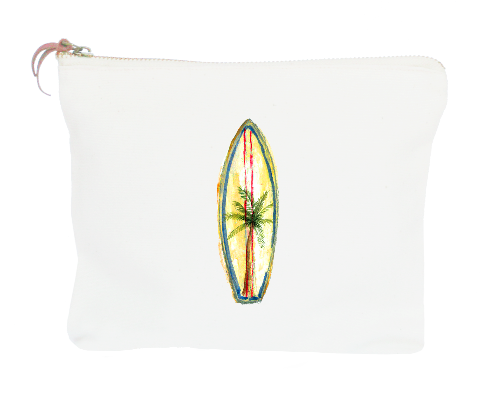 surf yellow palm tree zipper pouch