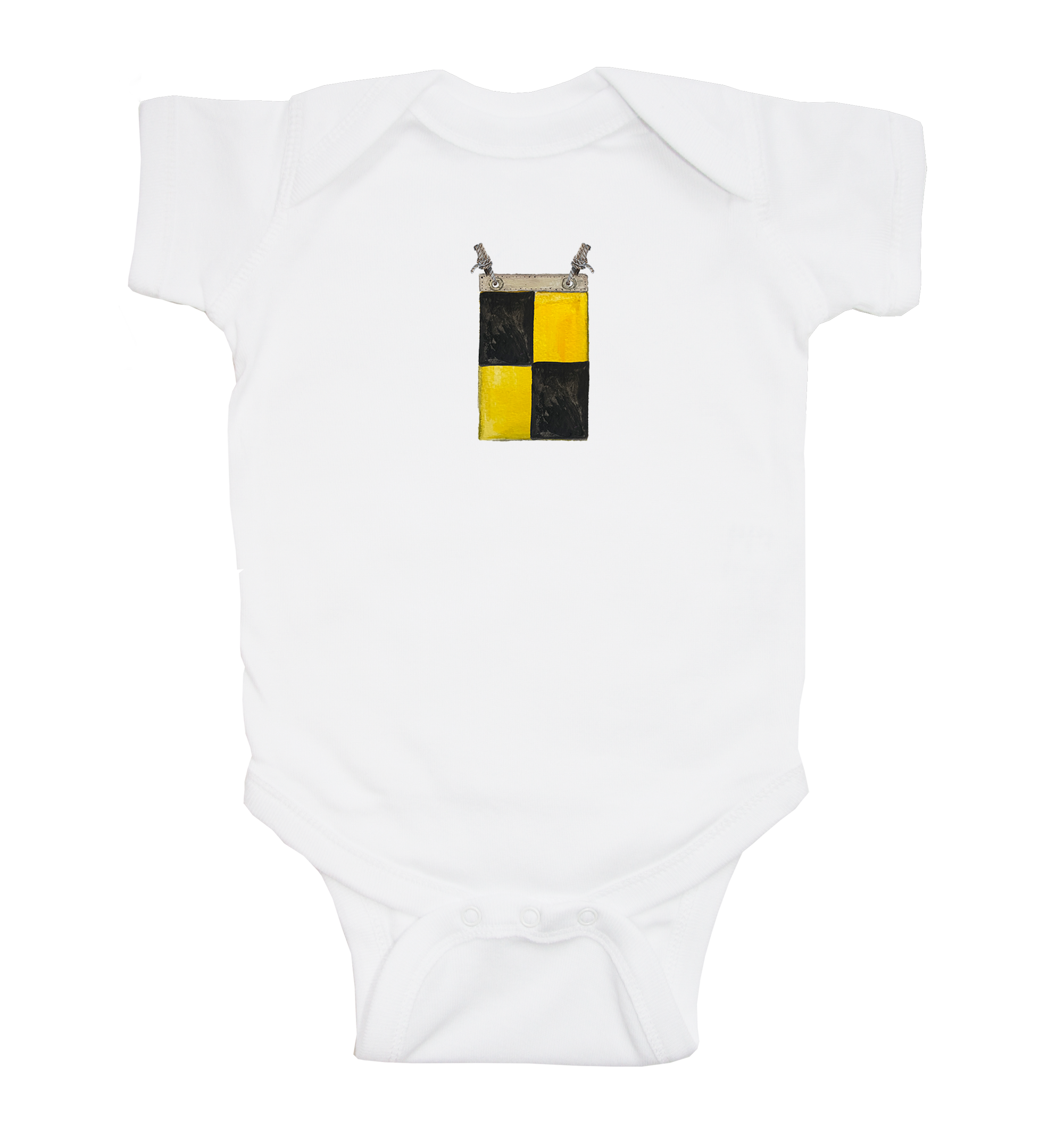 nautical flag L with twine baby snap up short sleeve