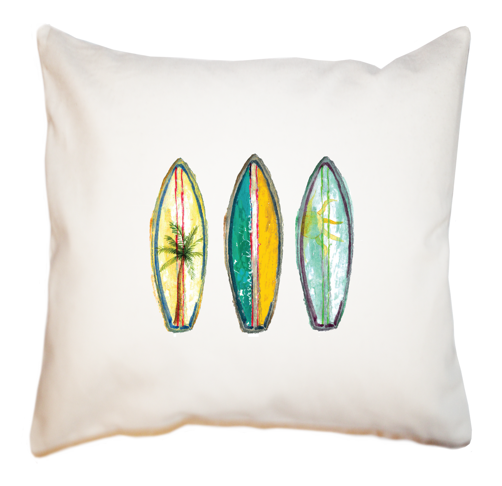 three surfboards square pillow