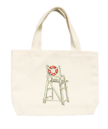 white lifeguard chair with rescue ring small tote