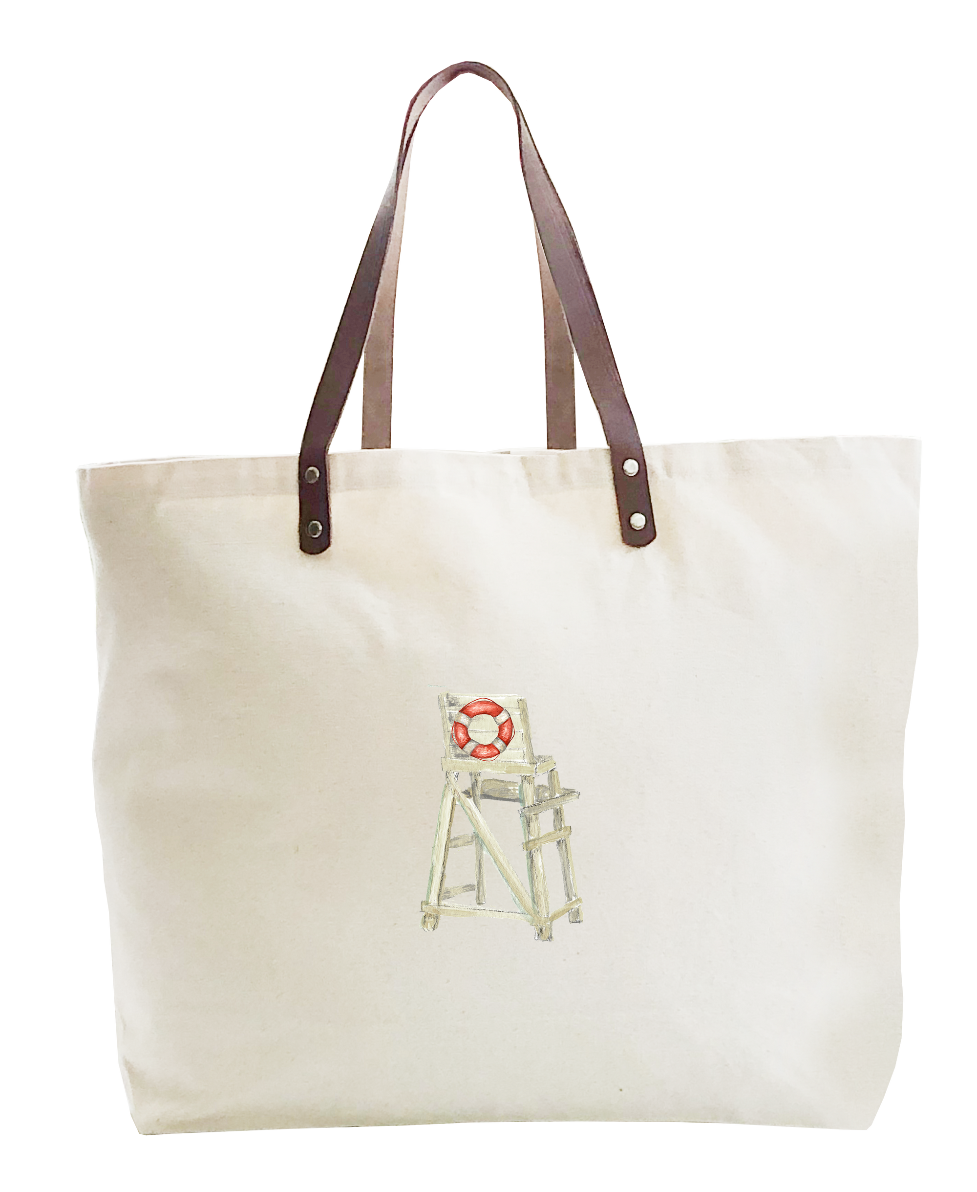 white lifeguard chair with rescue ring large tote