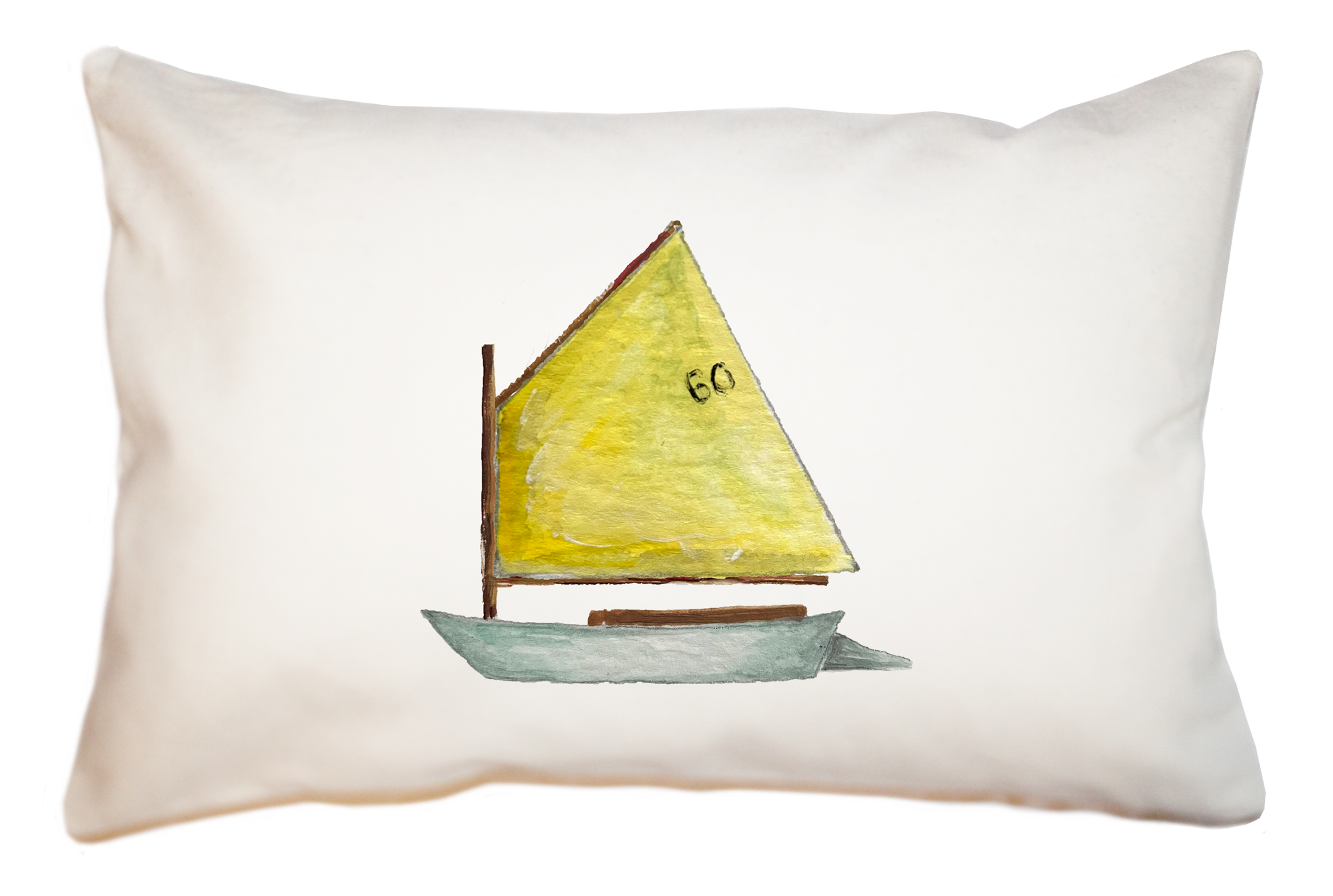 rainbow fleet with yellow sail large rectangle pillow