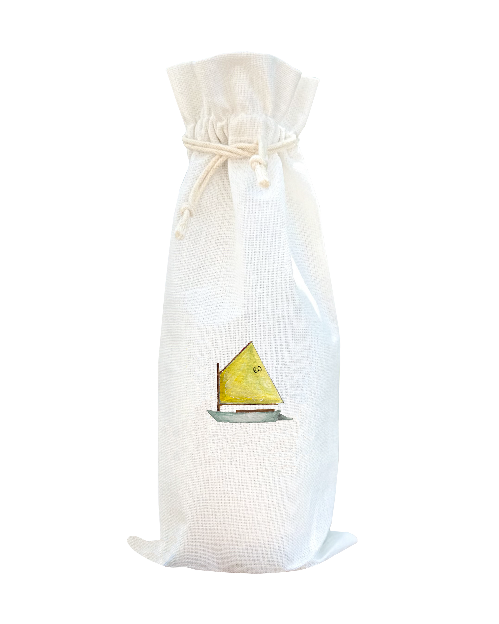 rainbow fleet with yellow sail wine bag