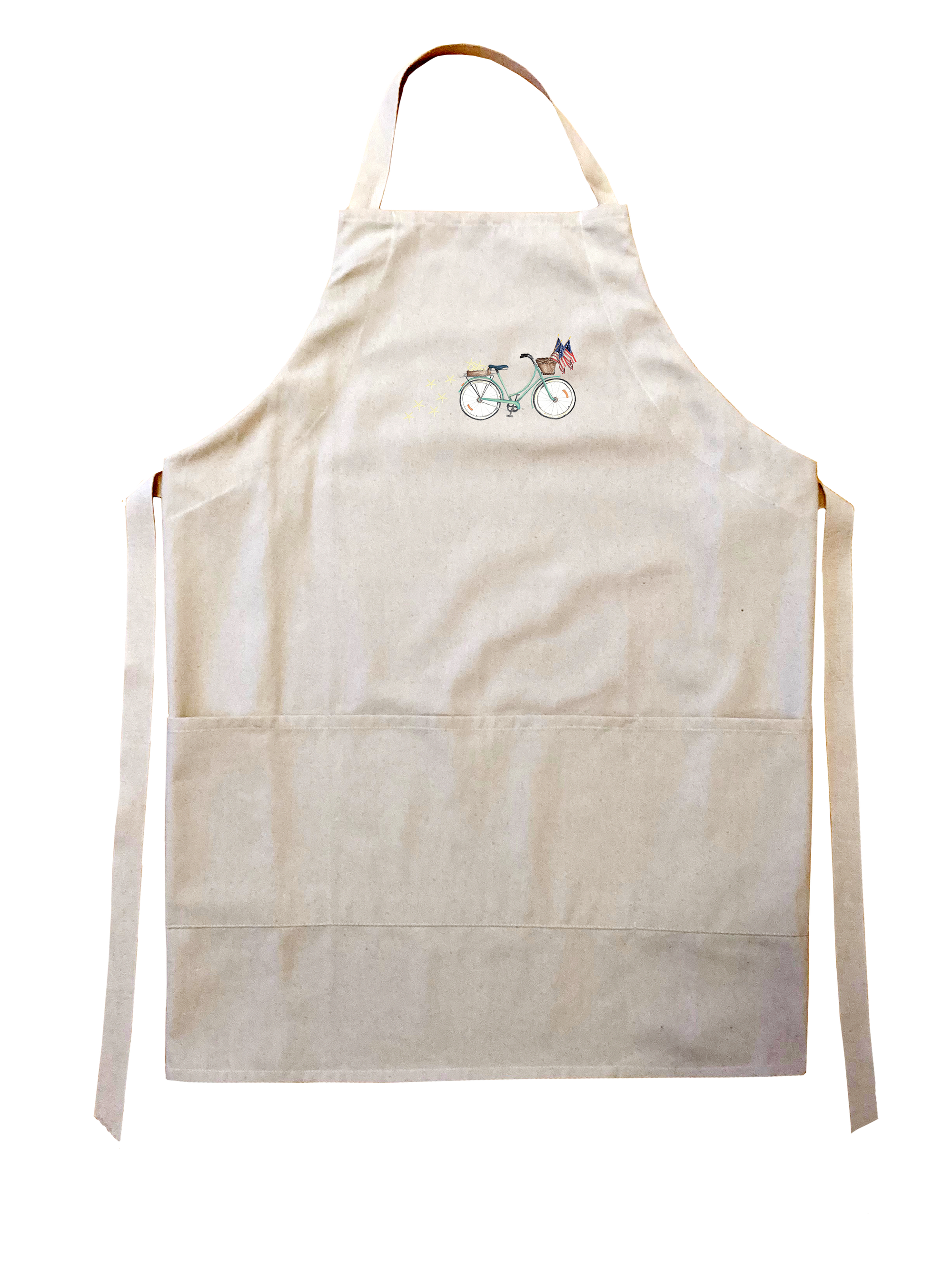 patriotic bike with three flags starfish apron