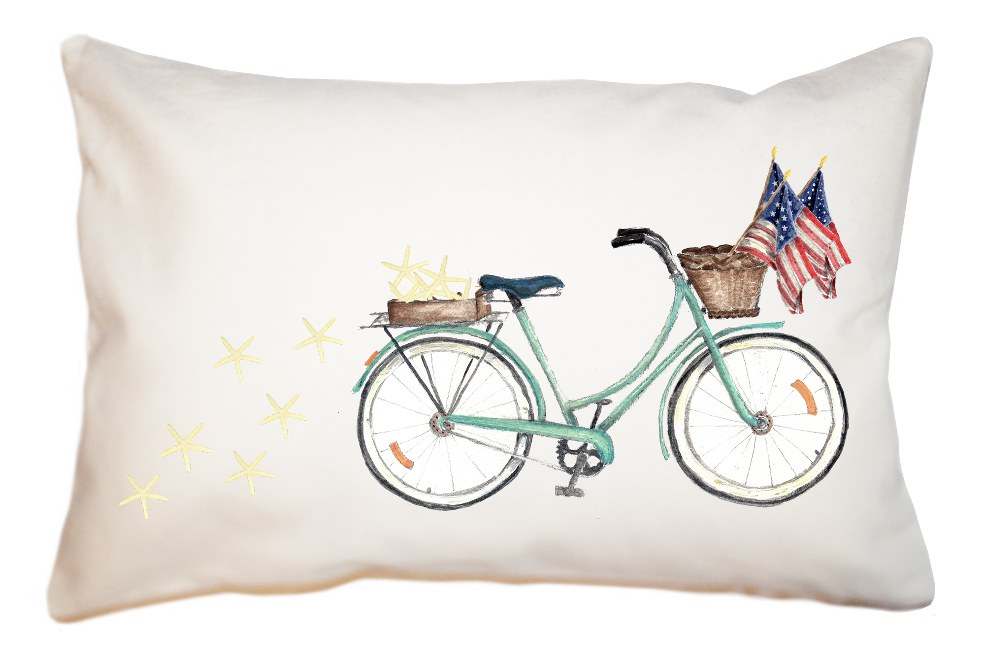patriotic bike with three flags starfish large rectangle pillow