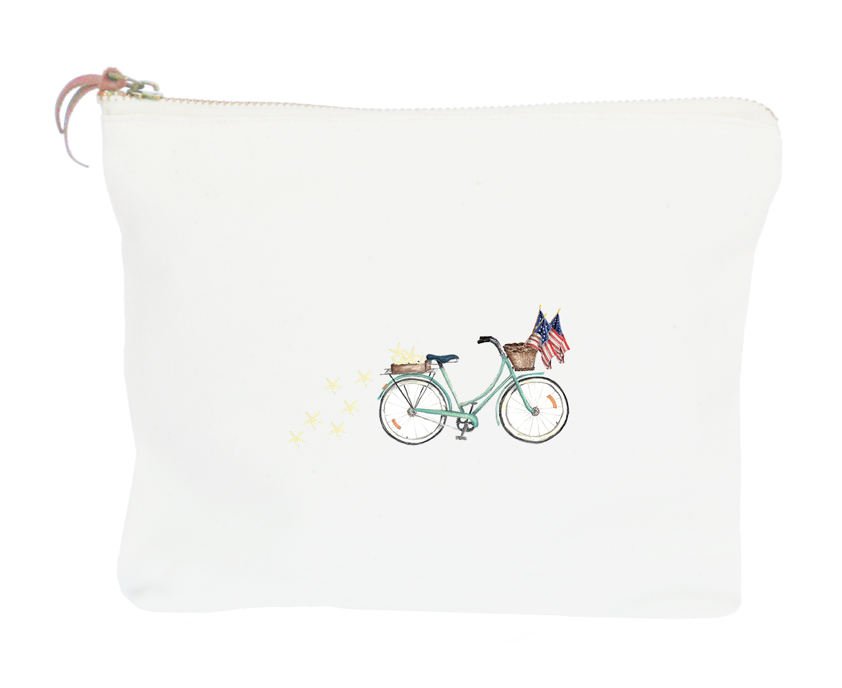 patriotic bike with three flags starfish zipper pouch