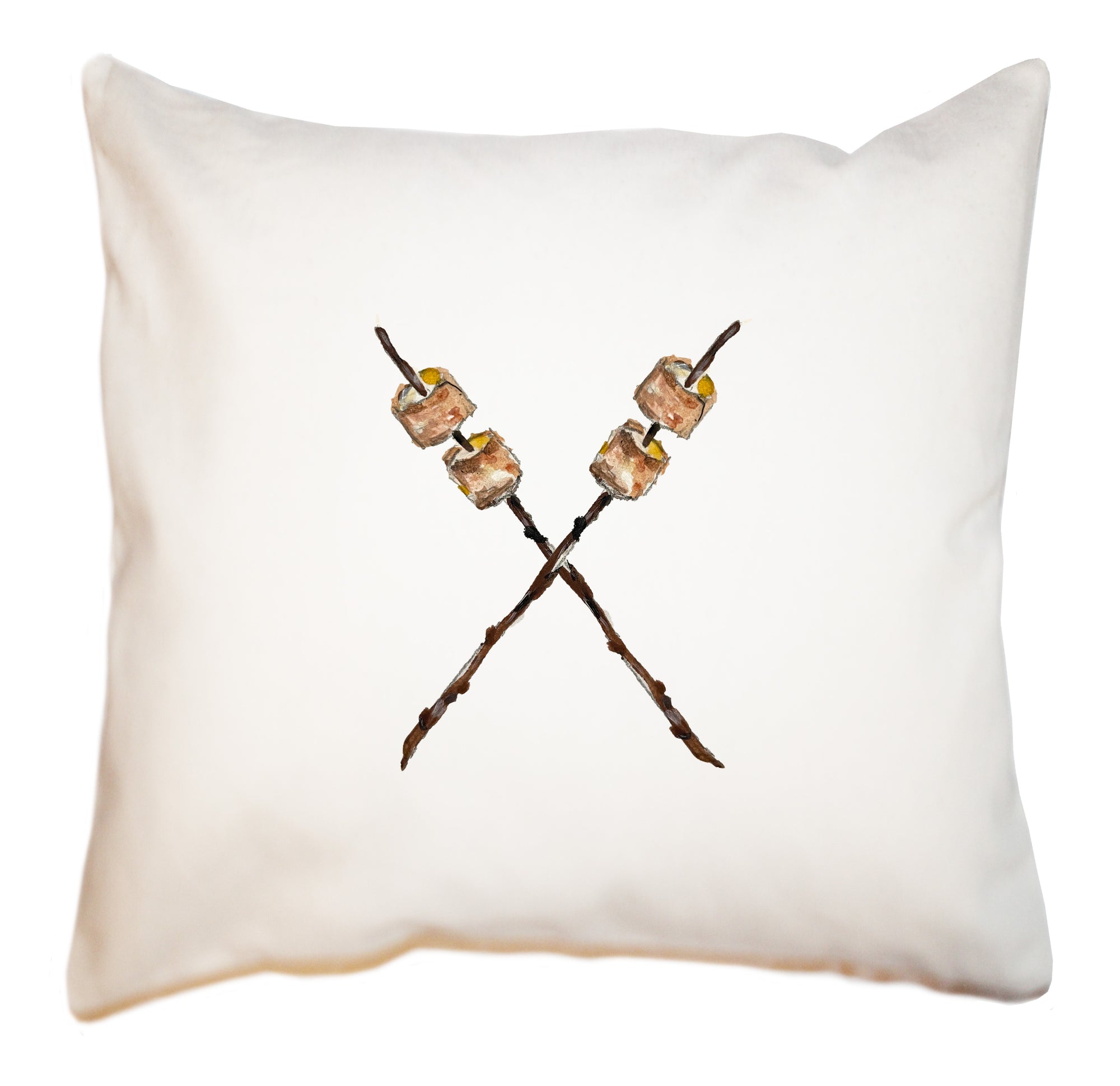 marshmallows on sticks square pillow