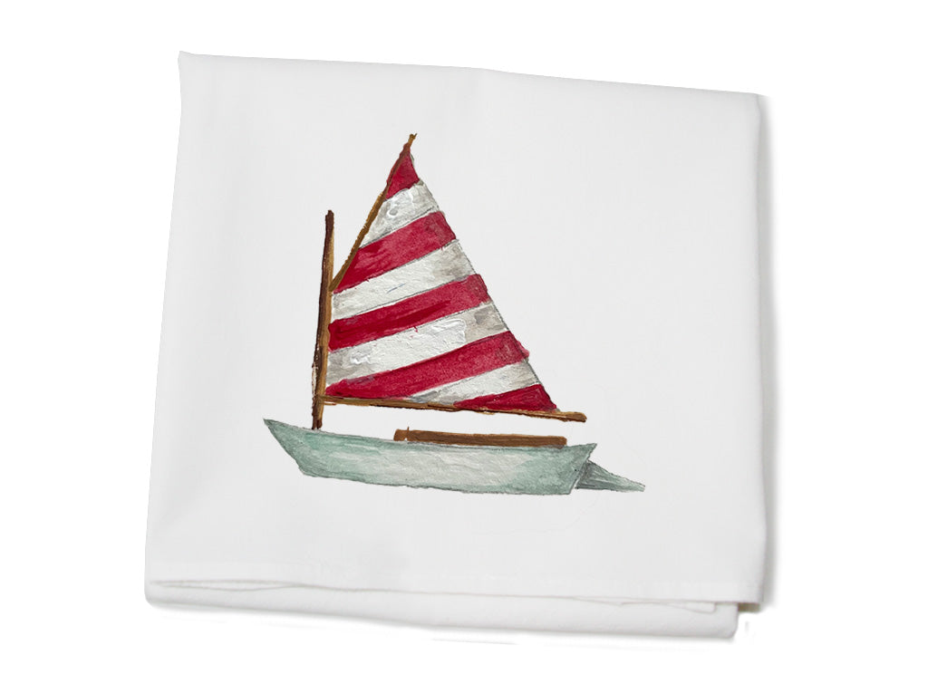 dingy red and white striped sail flour sack towel