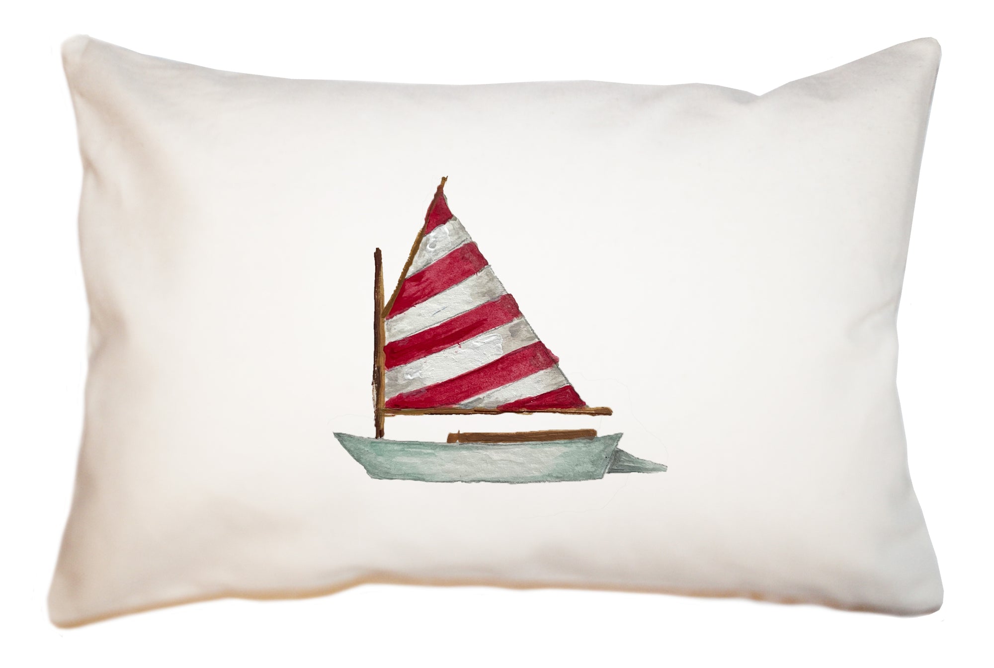 dingy red and white striped sail large rectangle pillow
