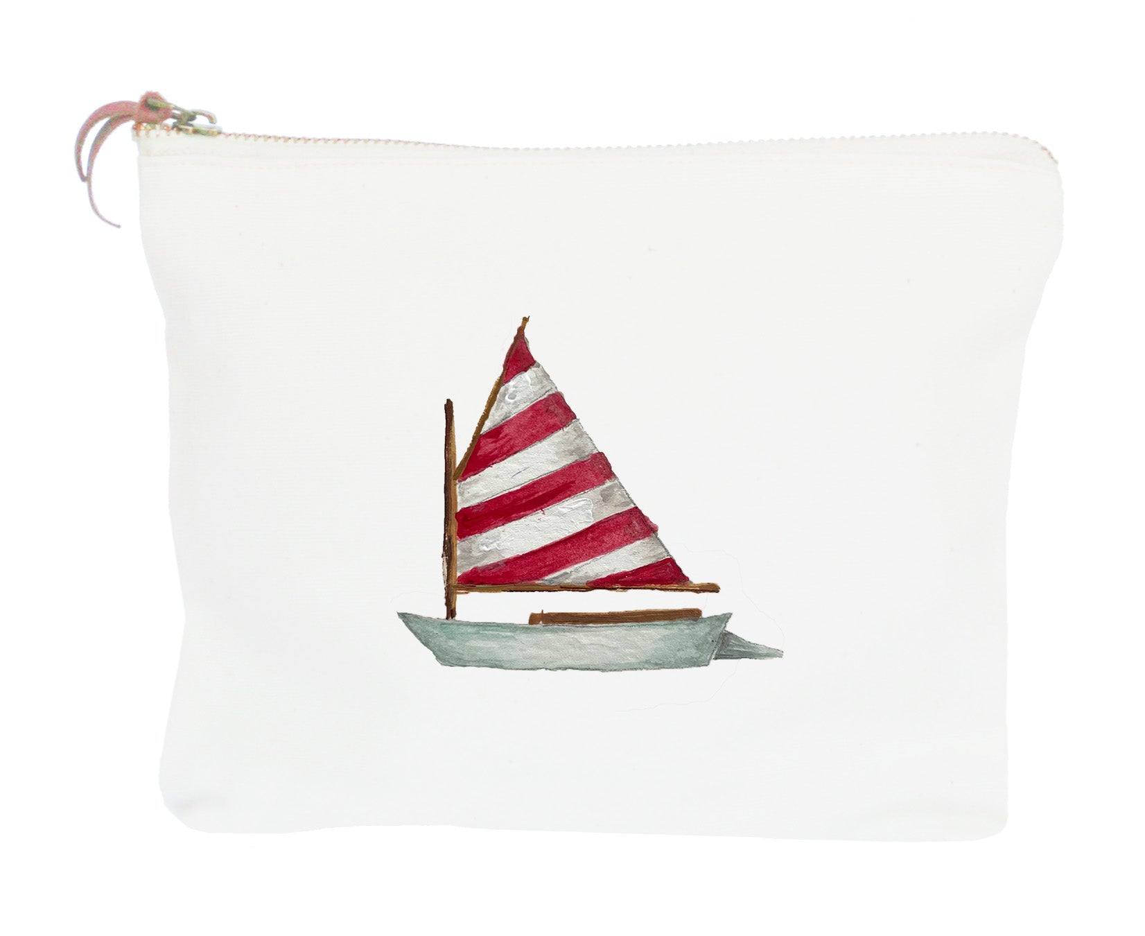 dingy red and white striped sail zipper pouch