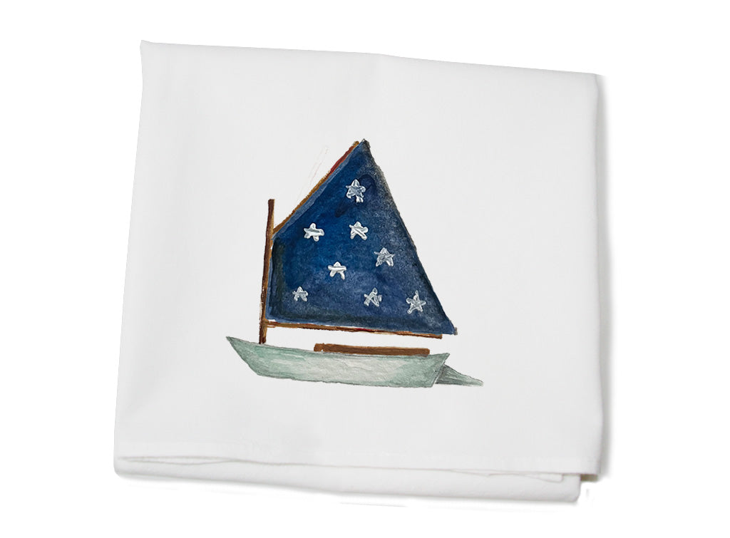 dingy navy with stars sail flour sack towel