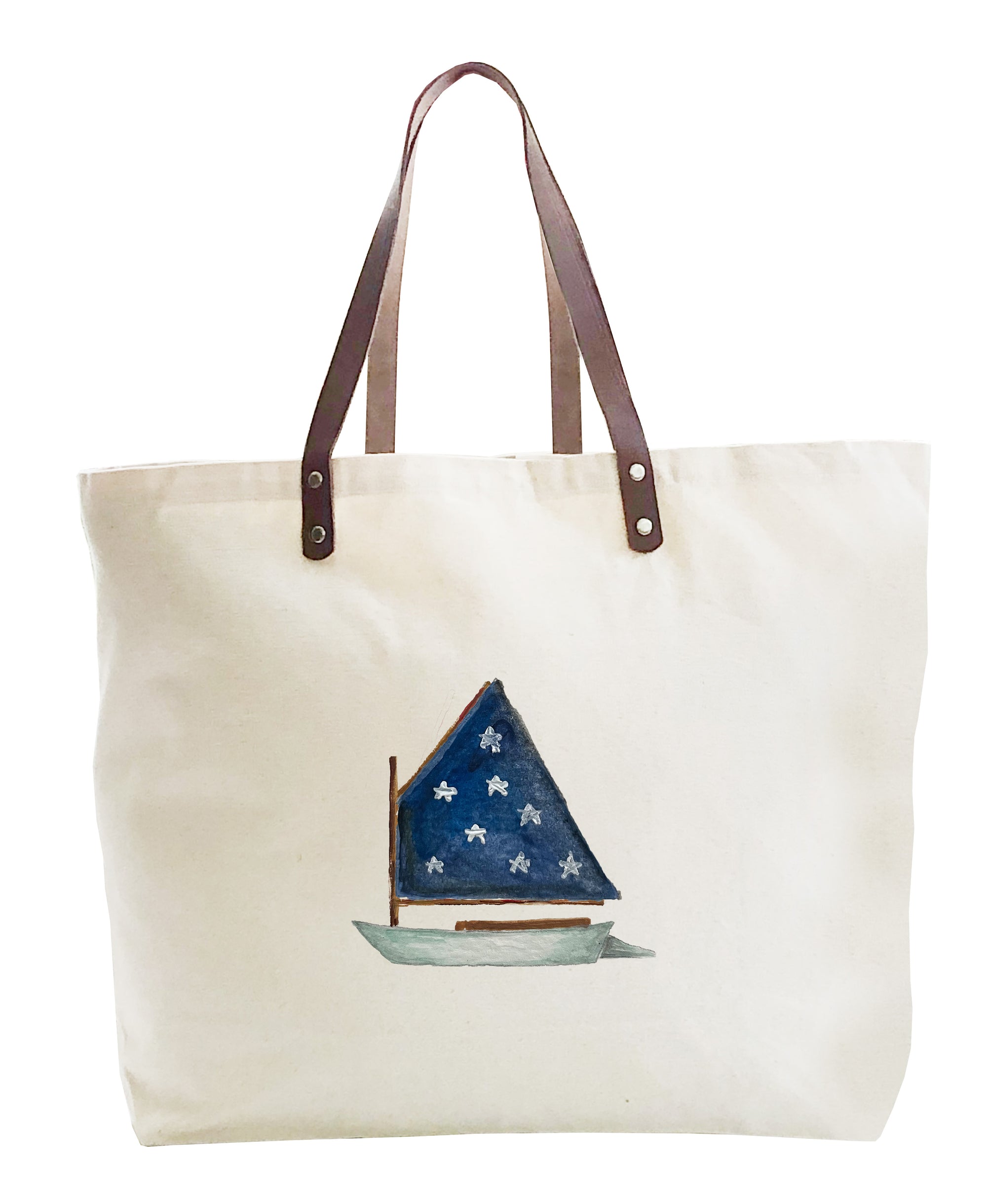 dingy navy with stars sail large tote