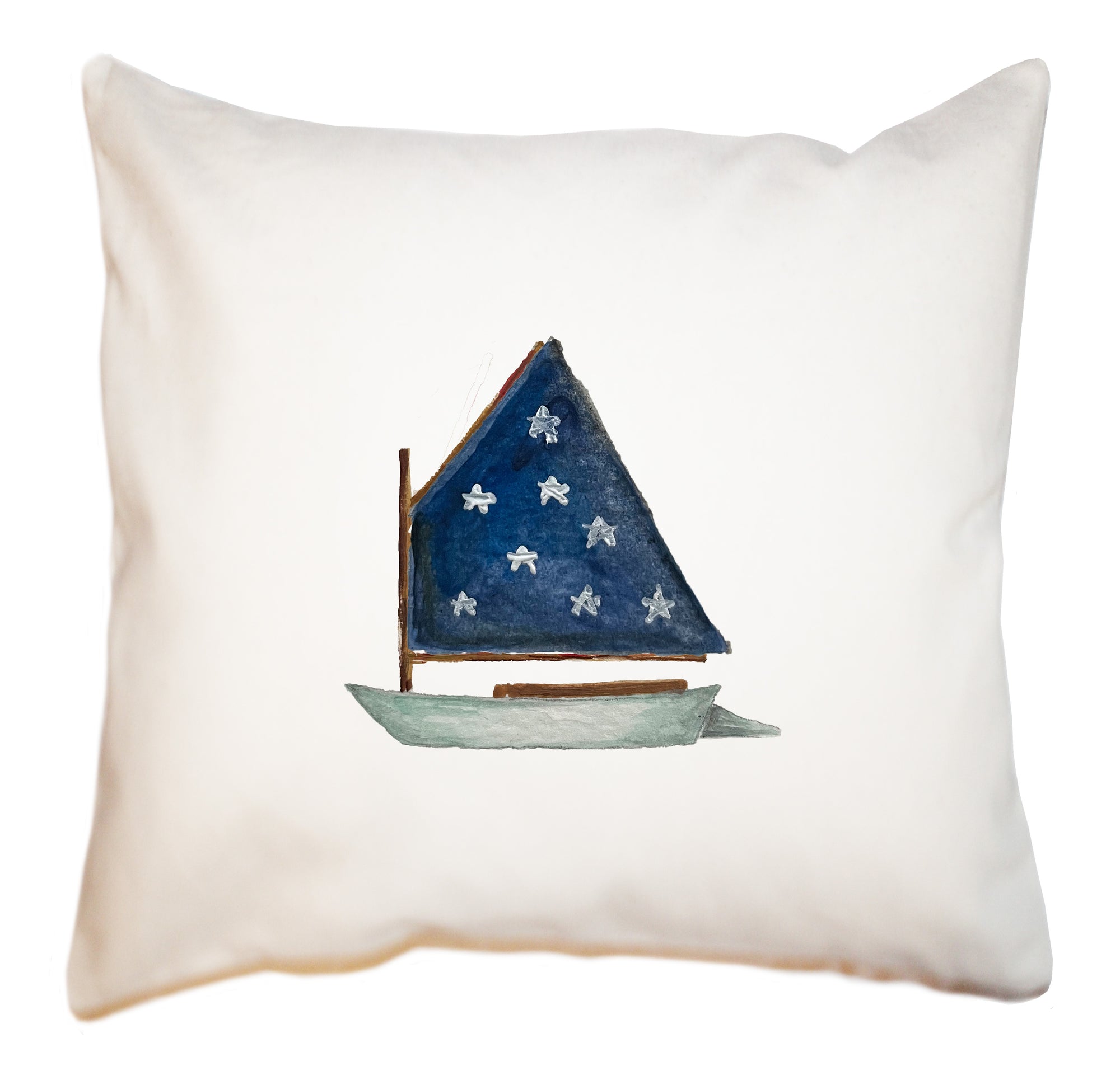 dingy navy with stars sail square pillow