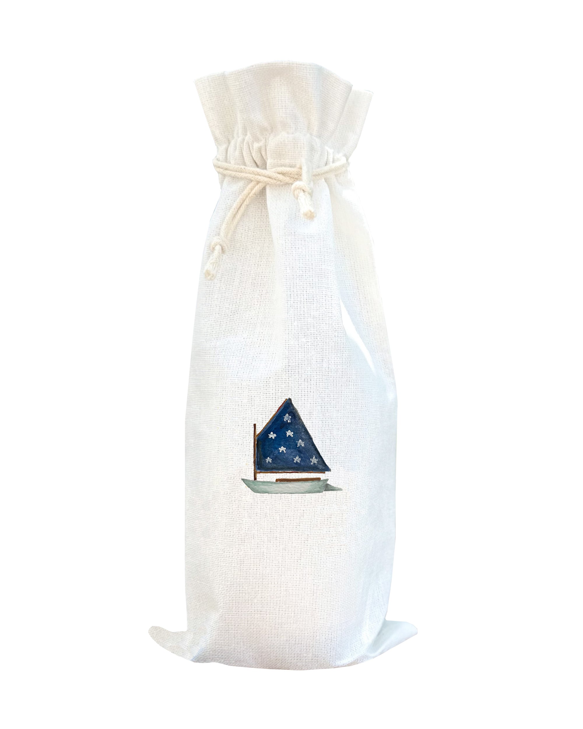 dingy navy with stars sail wine bag