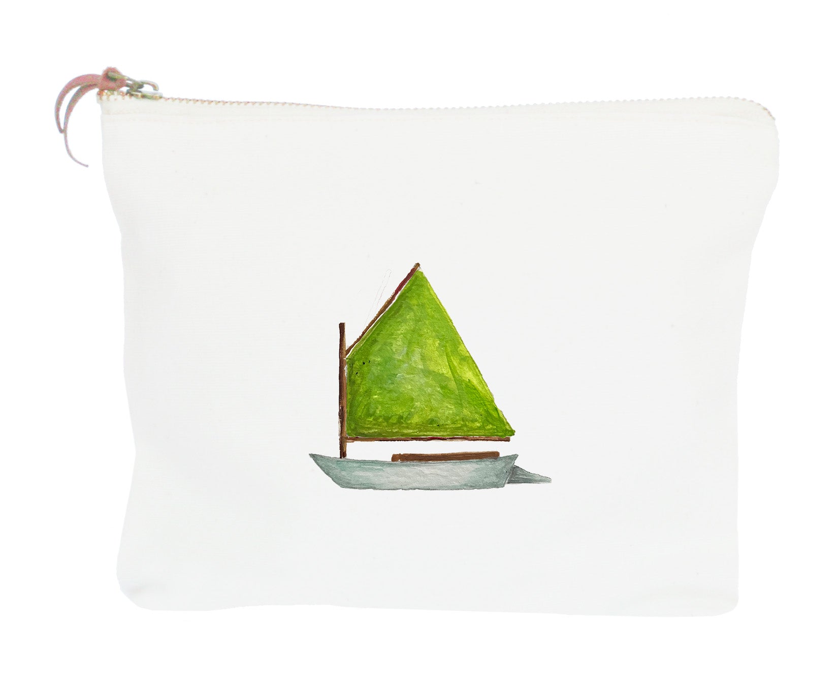 dingy with green sail zipper pouch
