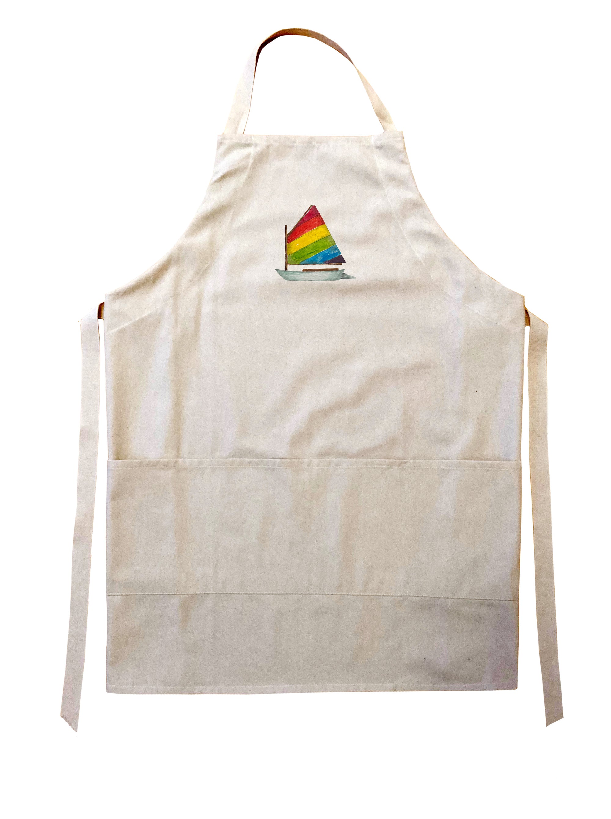 dingy with rainbow sail apron