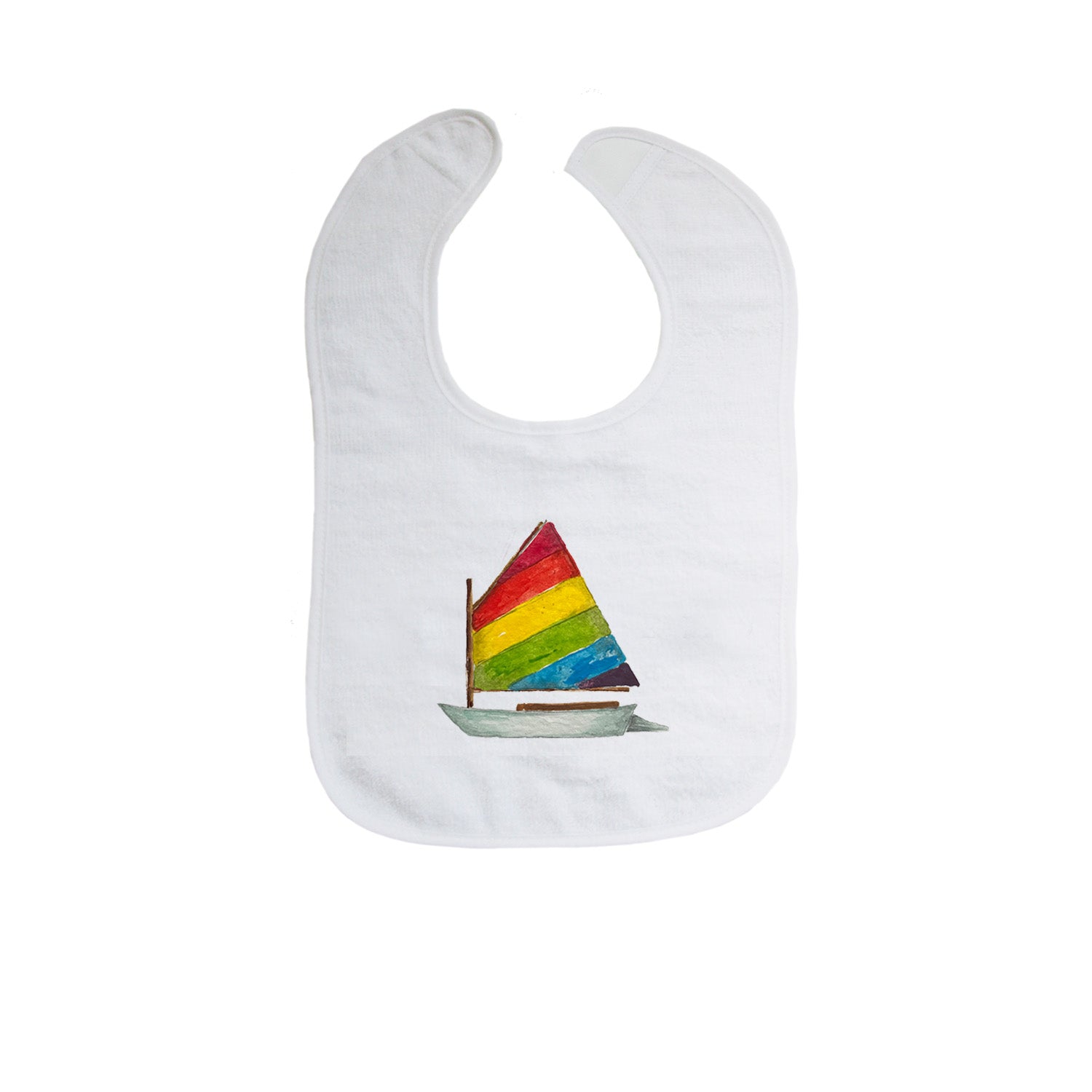 dingy with rainbow sail bib