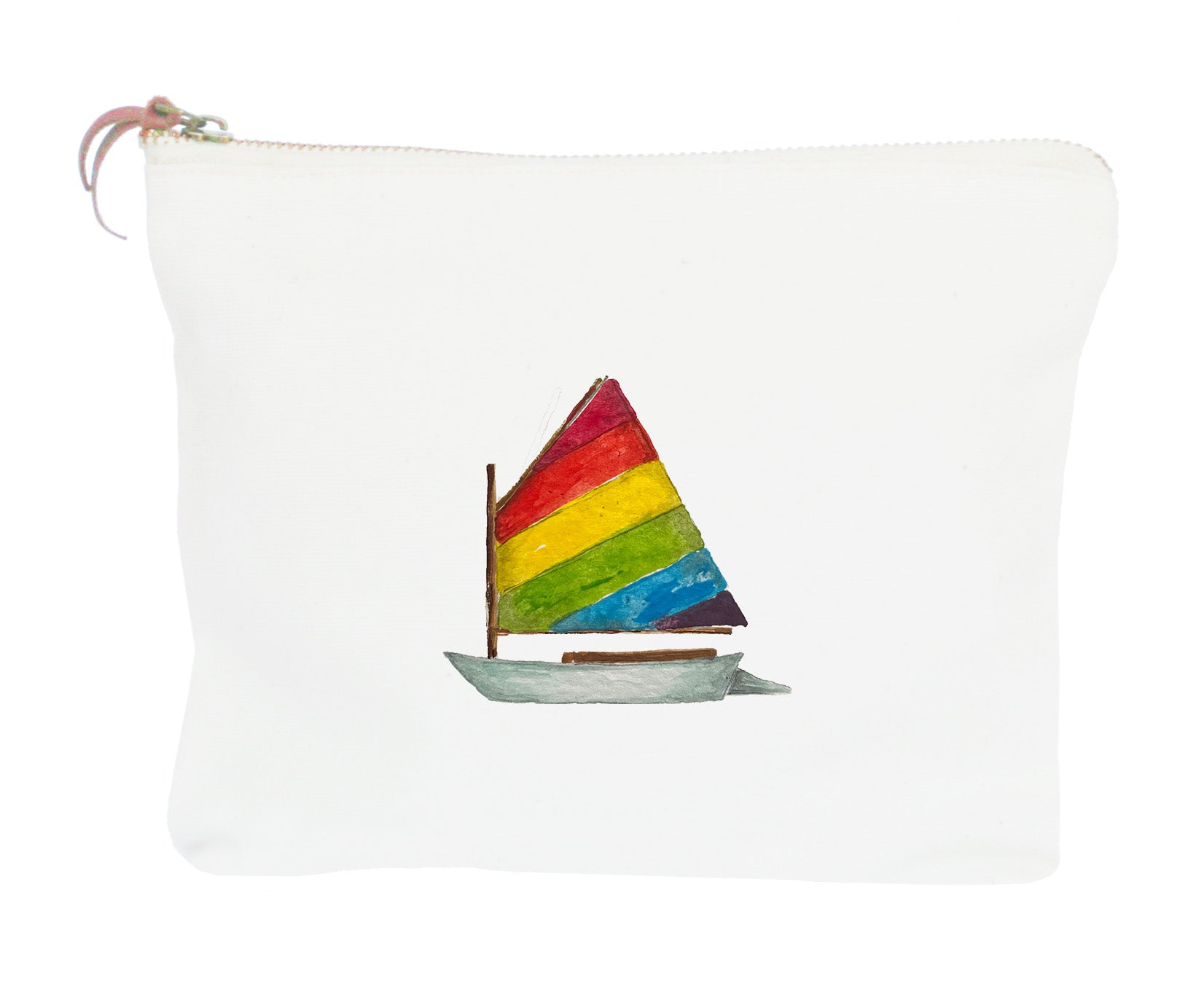 dingy with rainbow sail zipper pouch