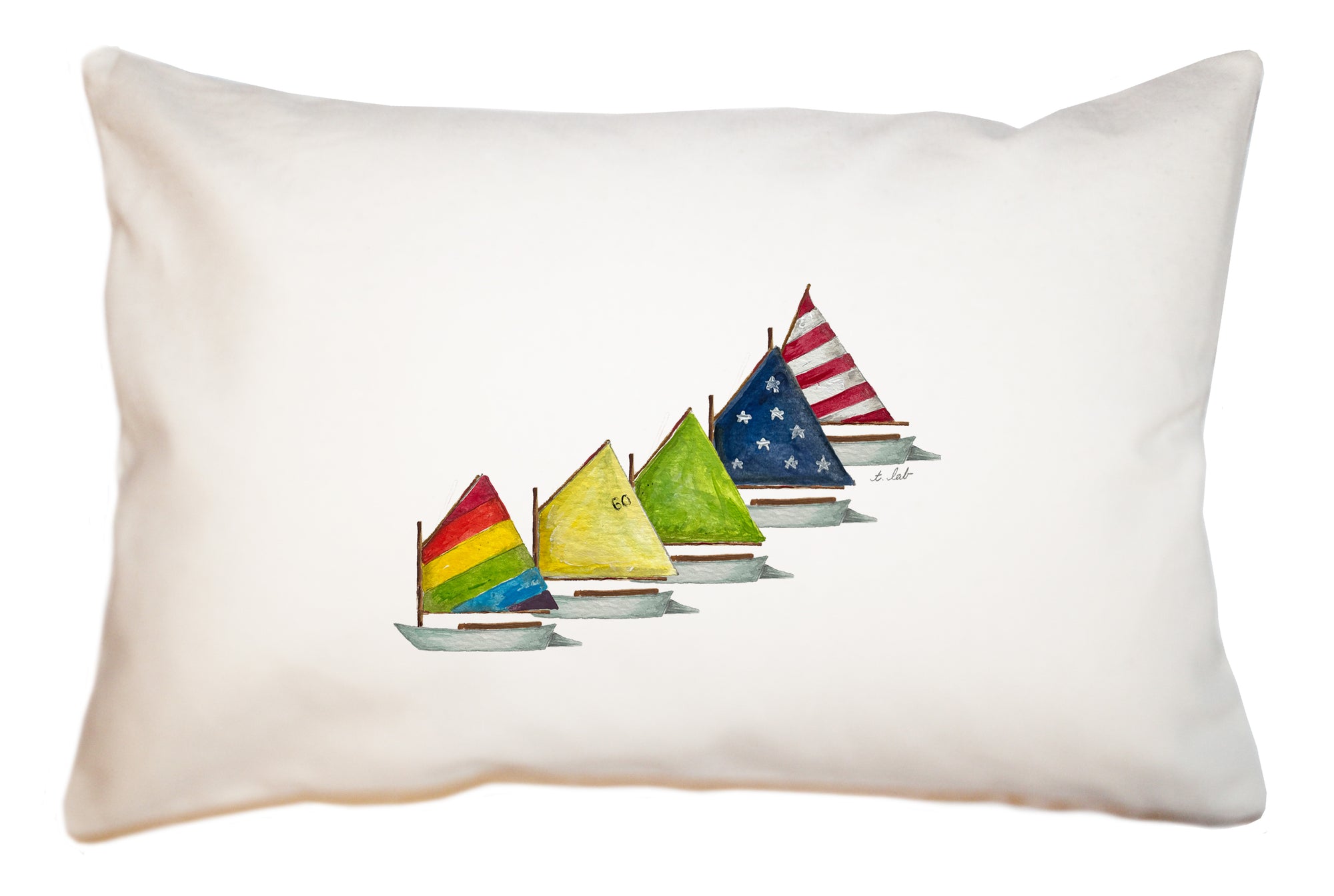 rainbow fleet of boats large rectangle pillow