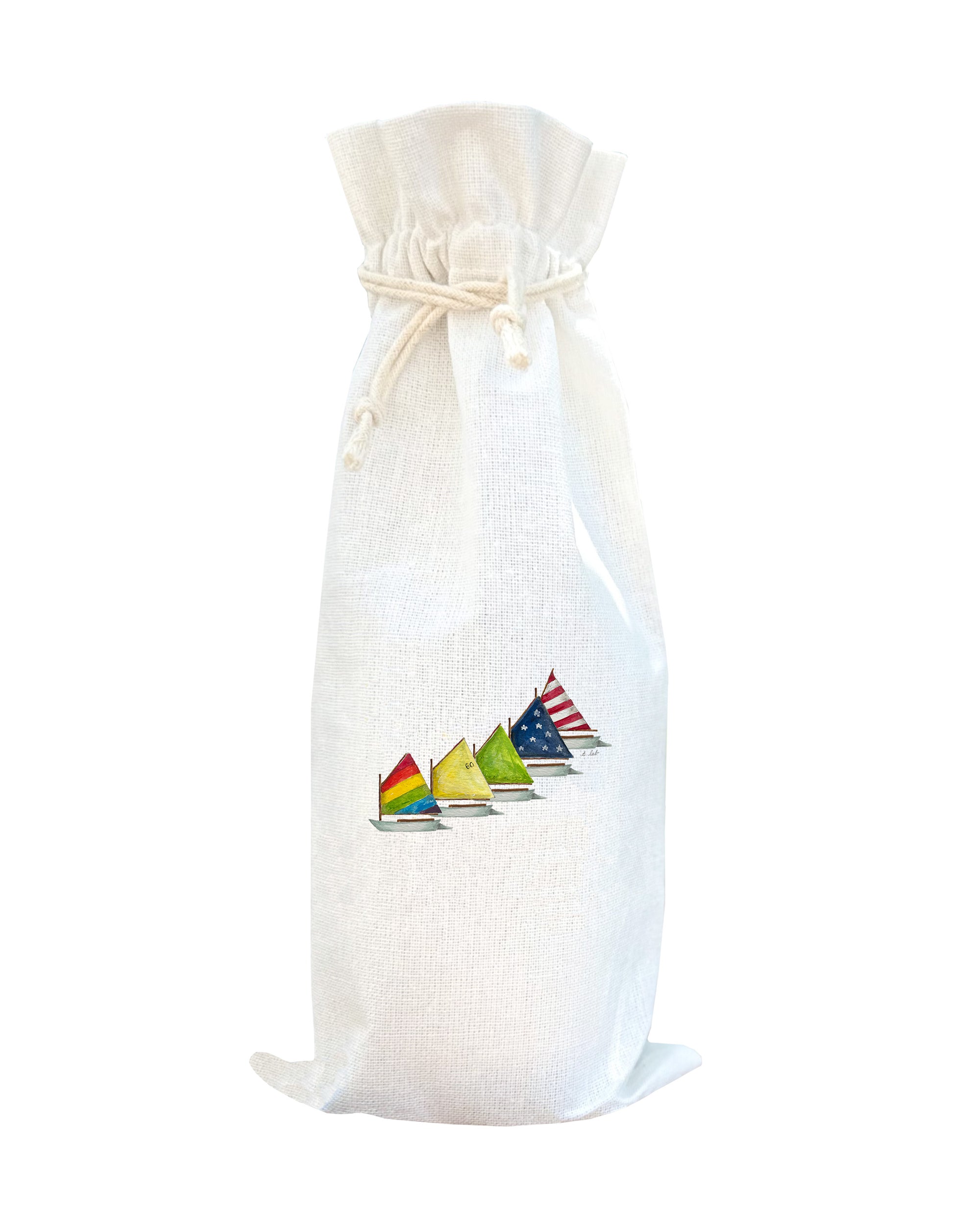 rainbow fleet of boats wine bag
