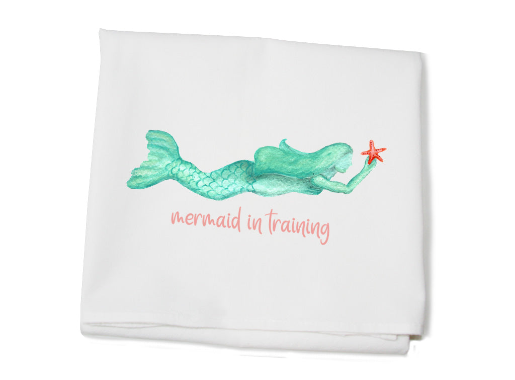 mermaid in training flour sack towel