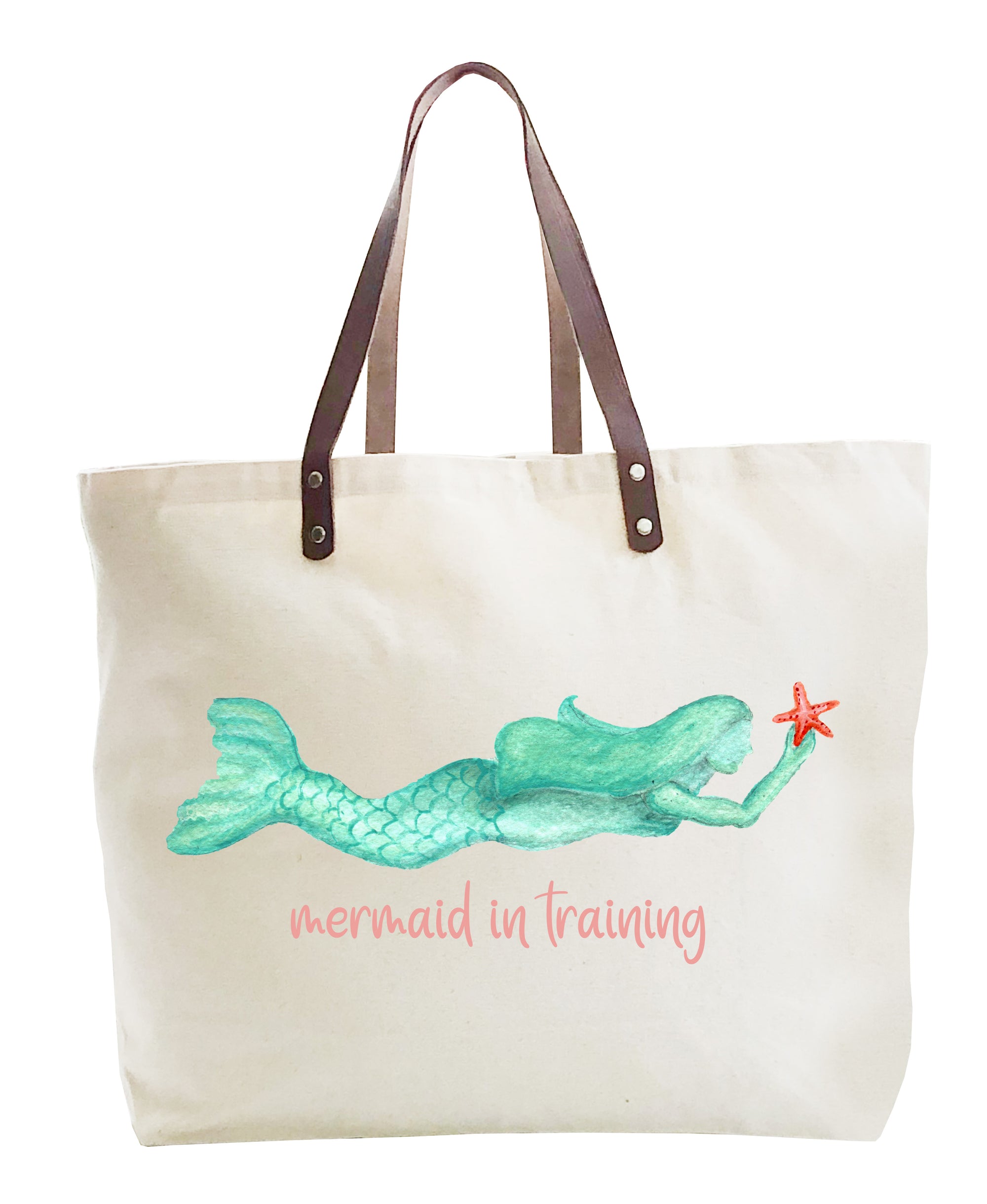 mermaid in training large tote
