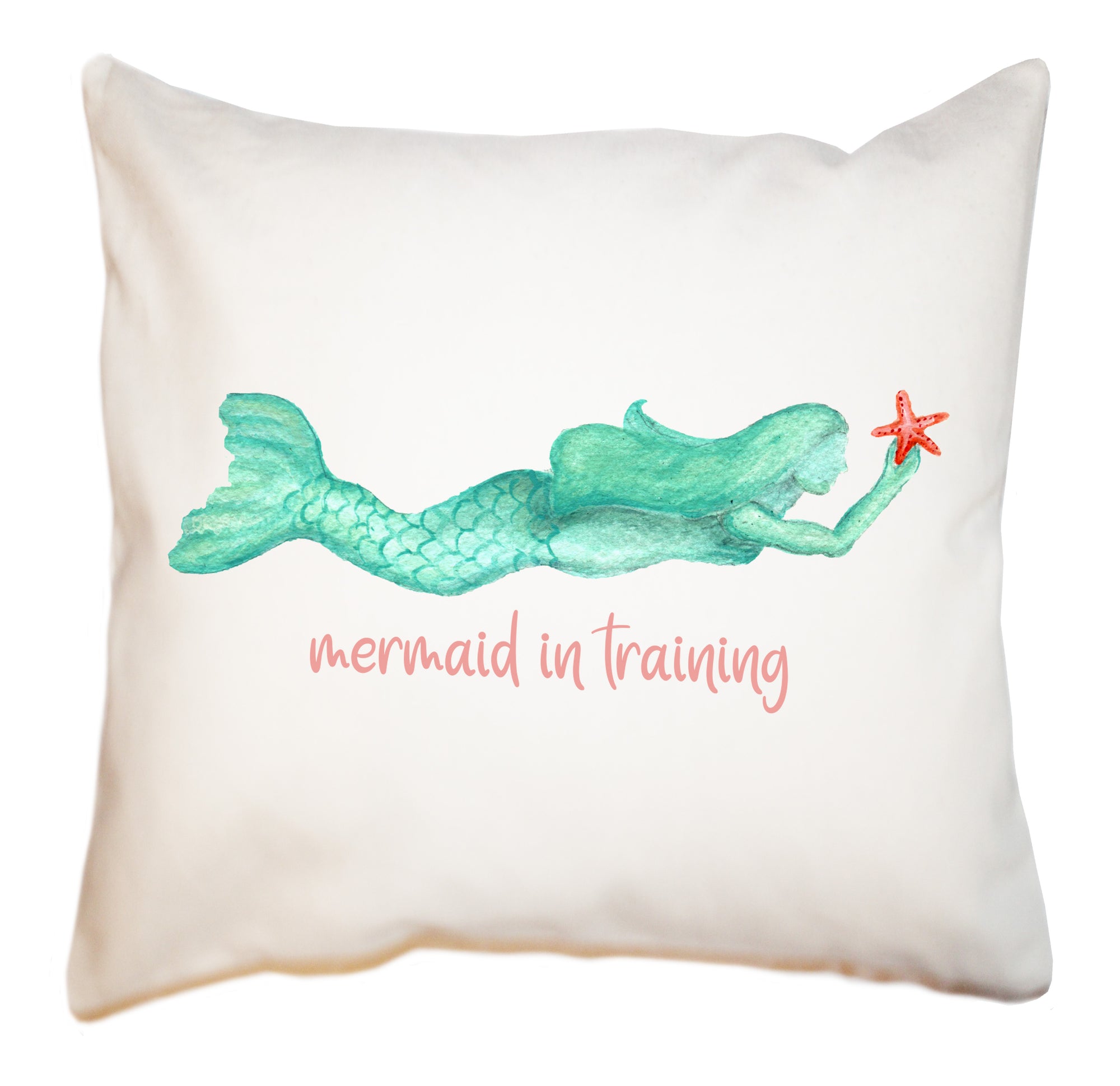 mermaid in training square pillow