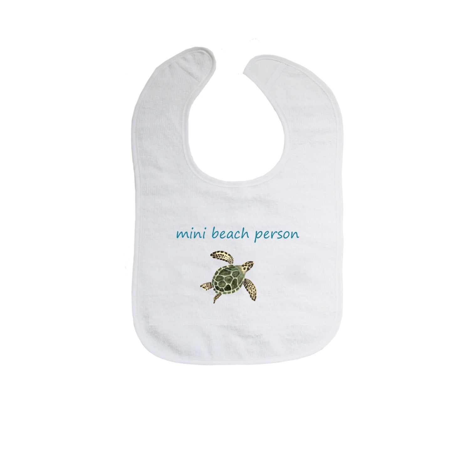 mini beach person with sea turtle bib