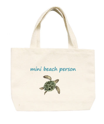 mini beach person with sea turtle small tote