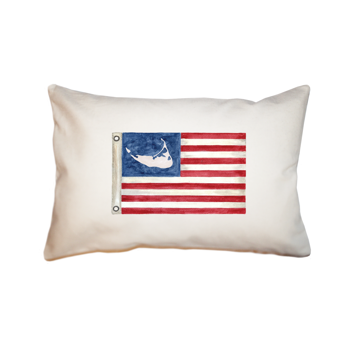 american flag with nantucket rectangle pillow