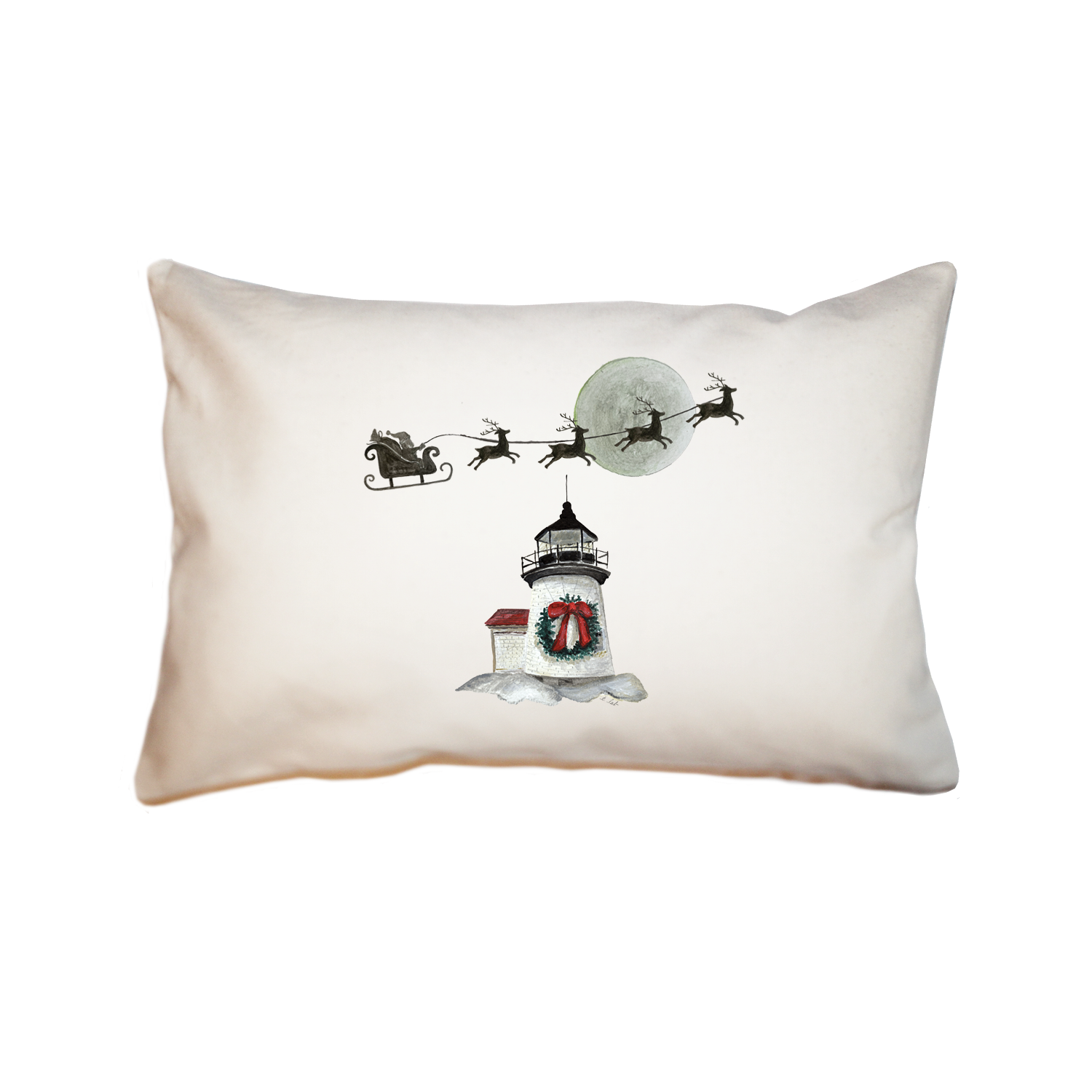 brant point with santa and sleigh rectangle pillow