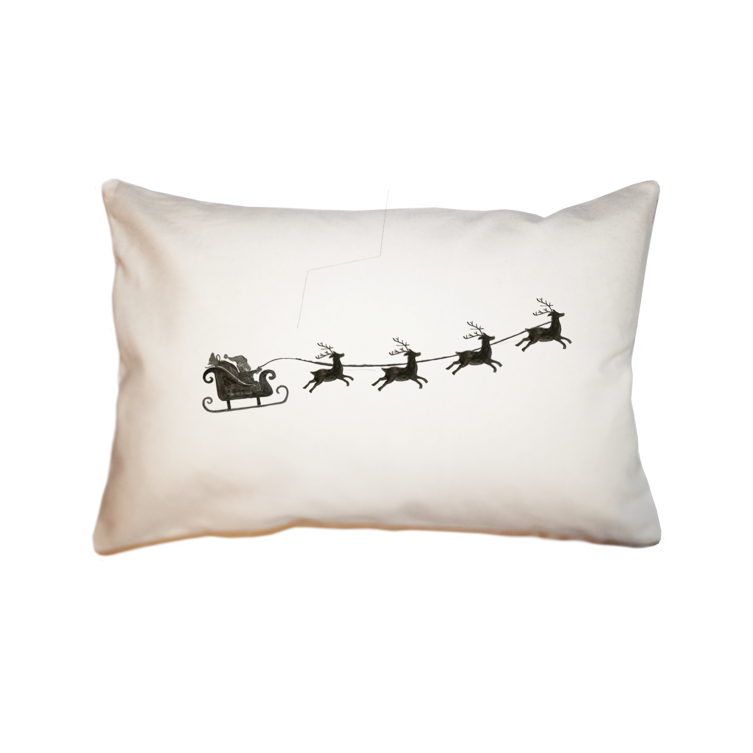 santa with sleigh and reindeer rectangle pillow