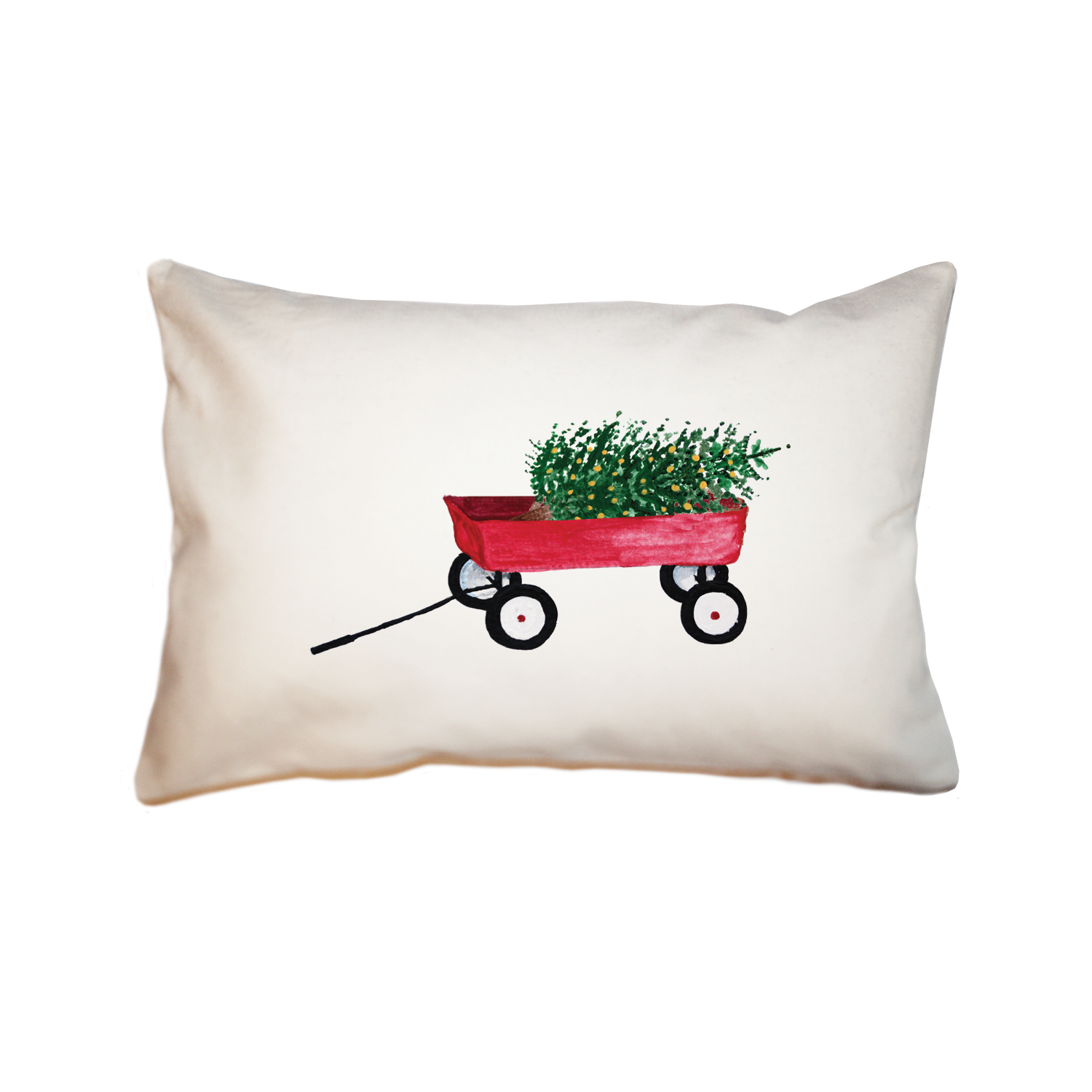 red wagon with tree rectangle pillow