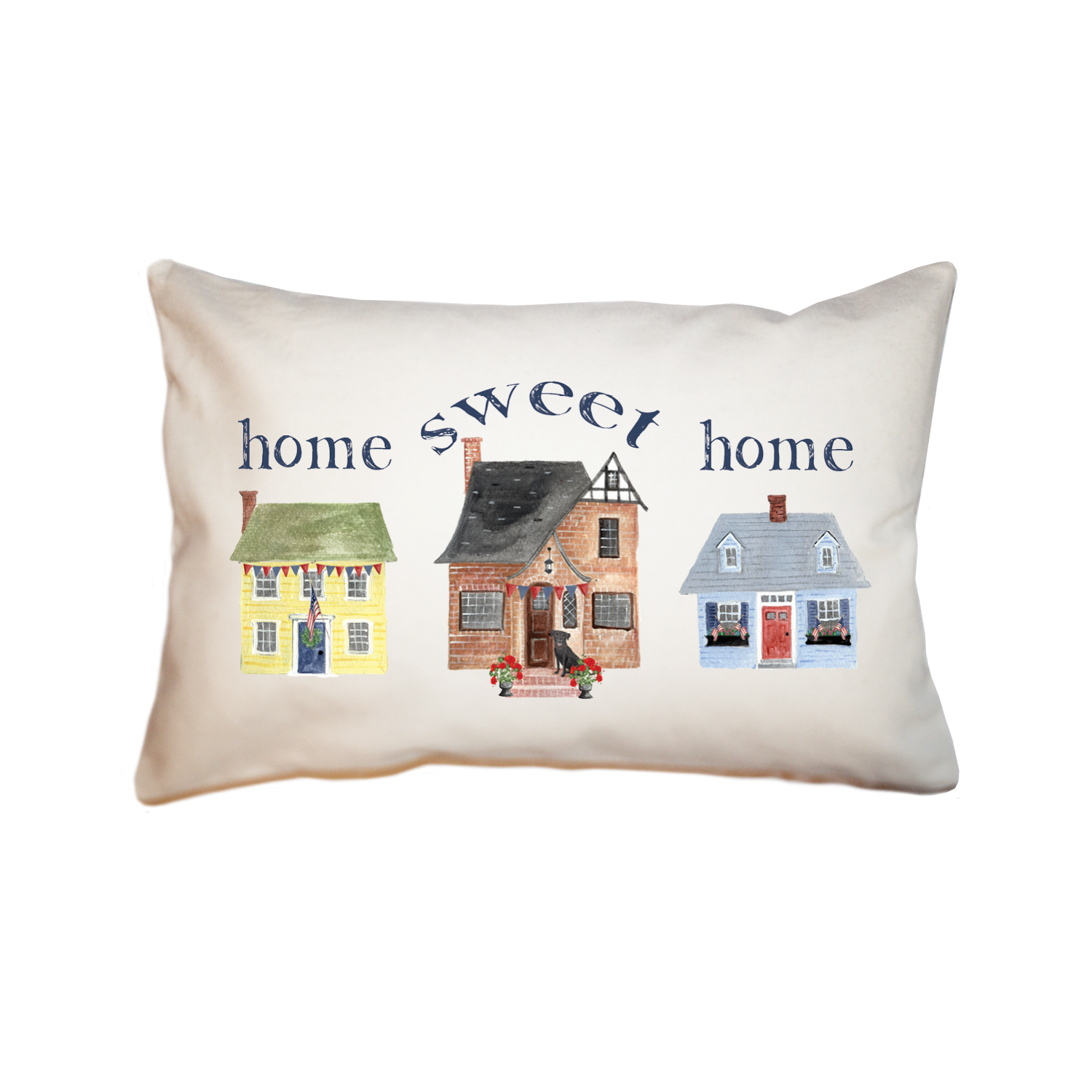 three houses patriotic home sweet home rectangle pillow