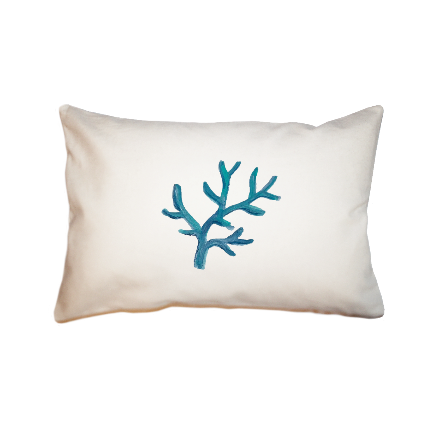 coral blue rectangle pillow