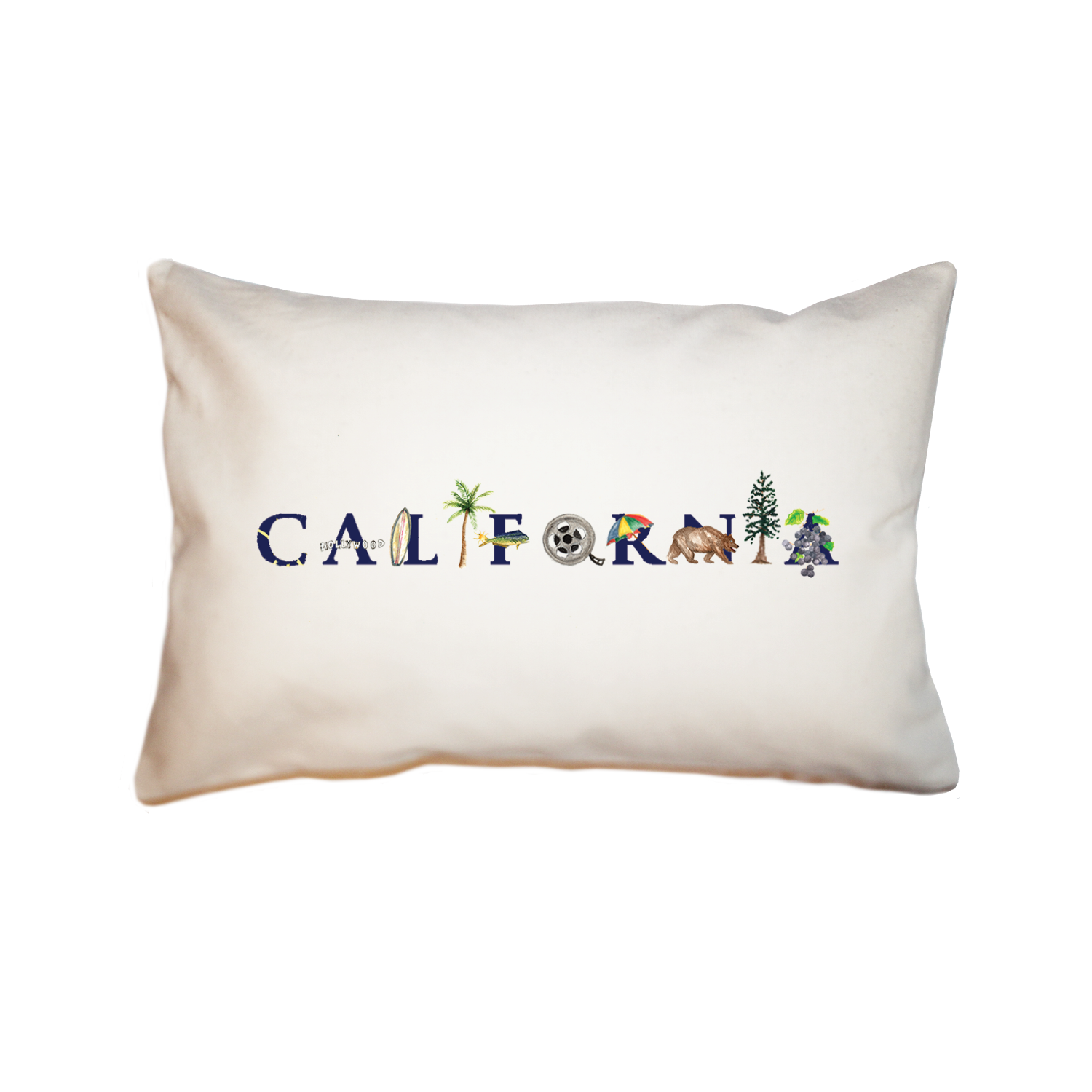 california blue font large rectangle pillow