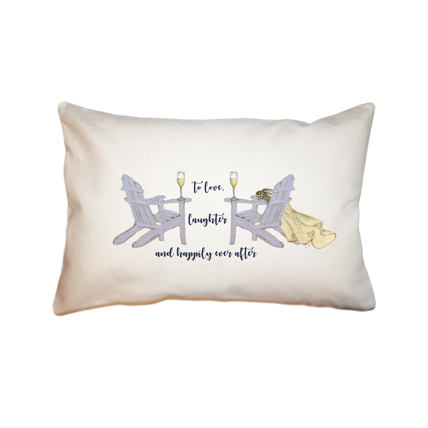 wedding to love to laughter rectangle pillow