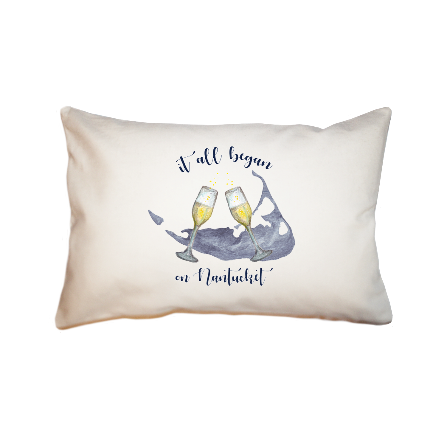 it all began on nantucket with map rectangle pillow