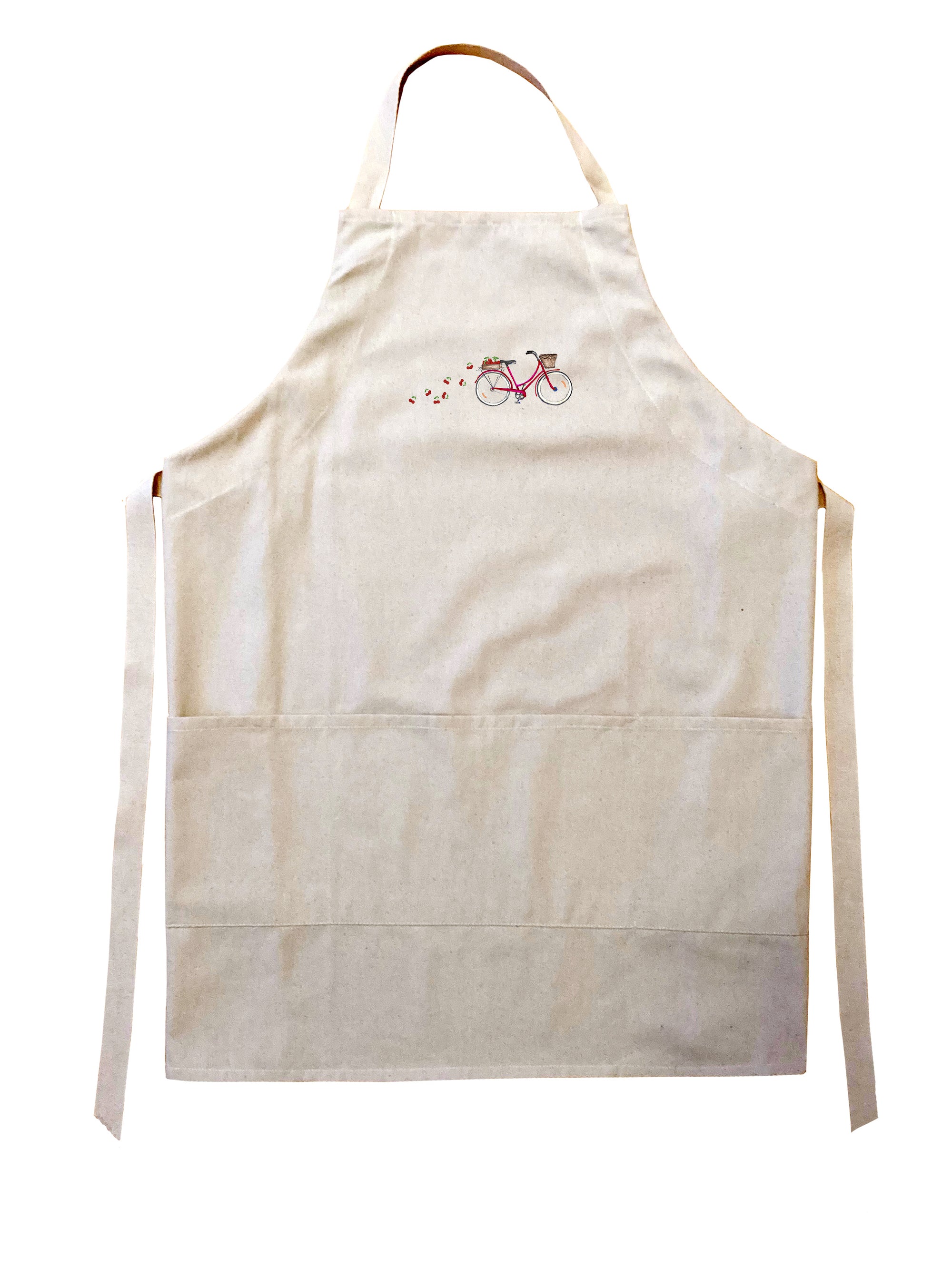 red bike with cherries apron