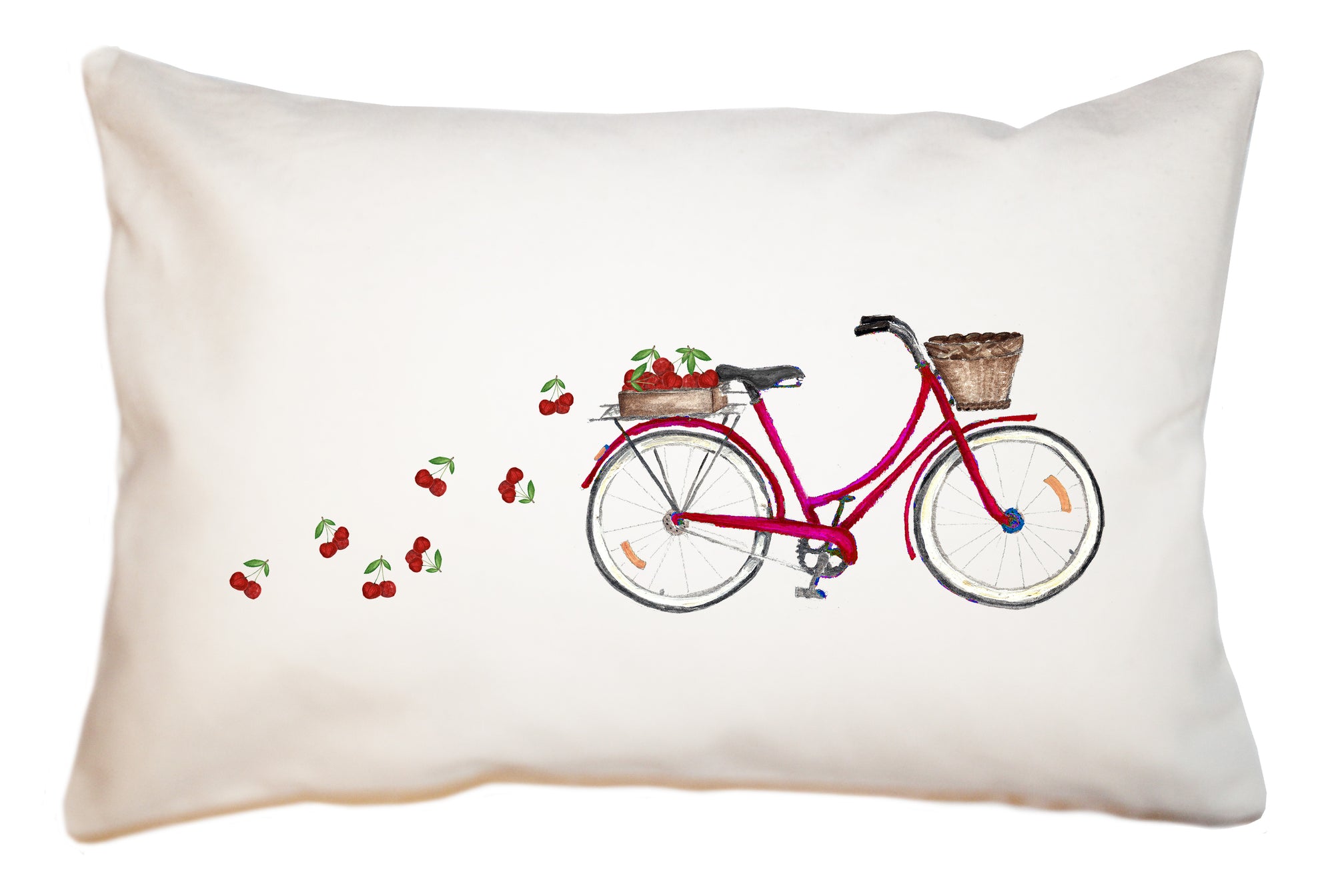red bike with cherries large rectangle pillow