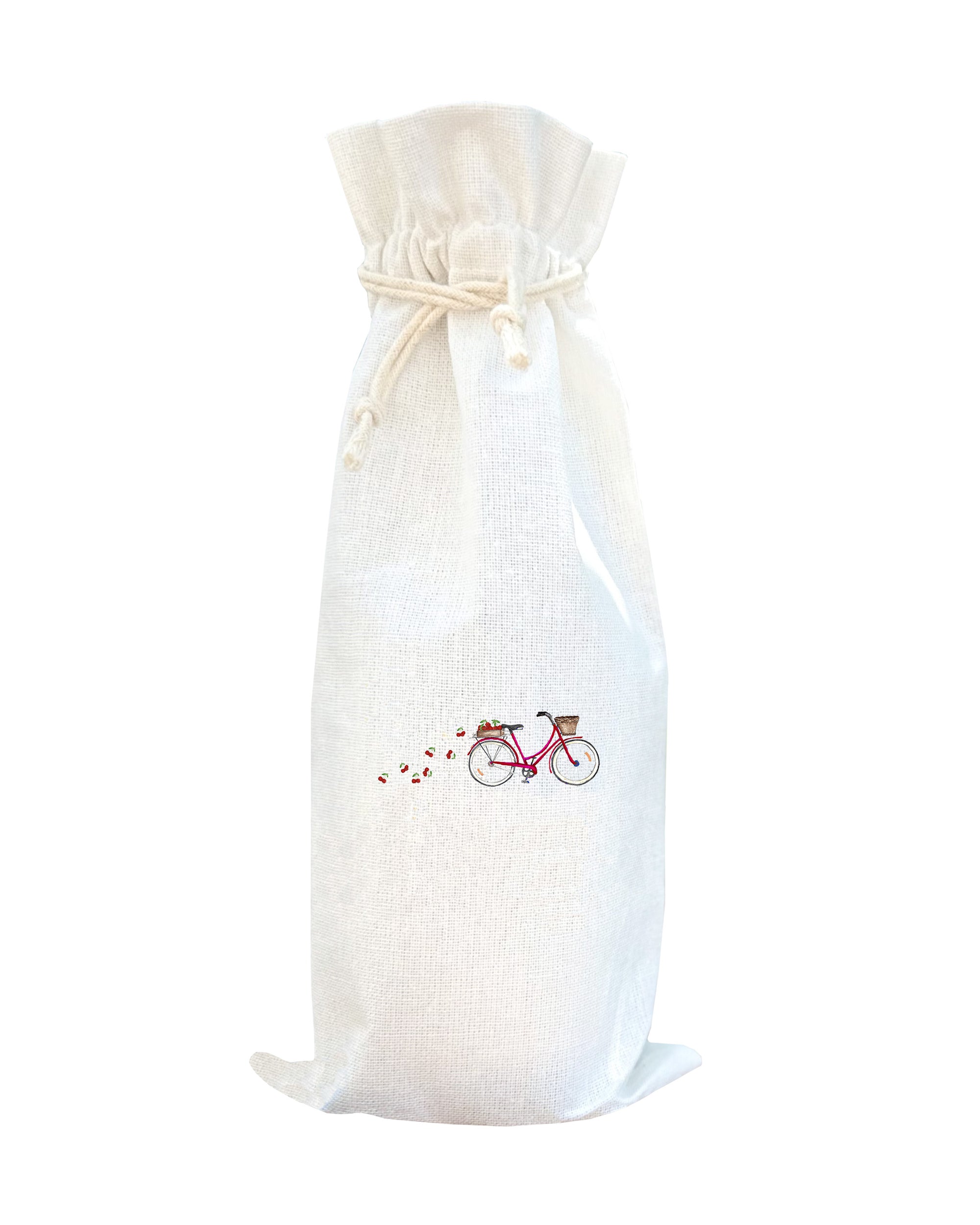 red bike with cherries wine bag