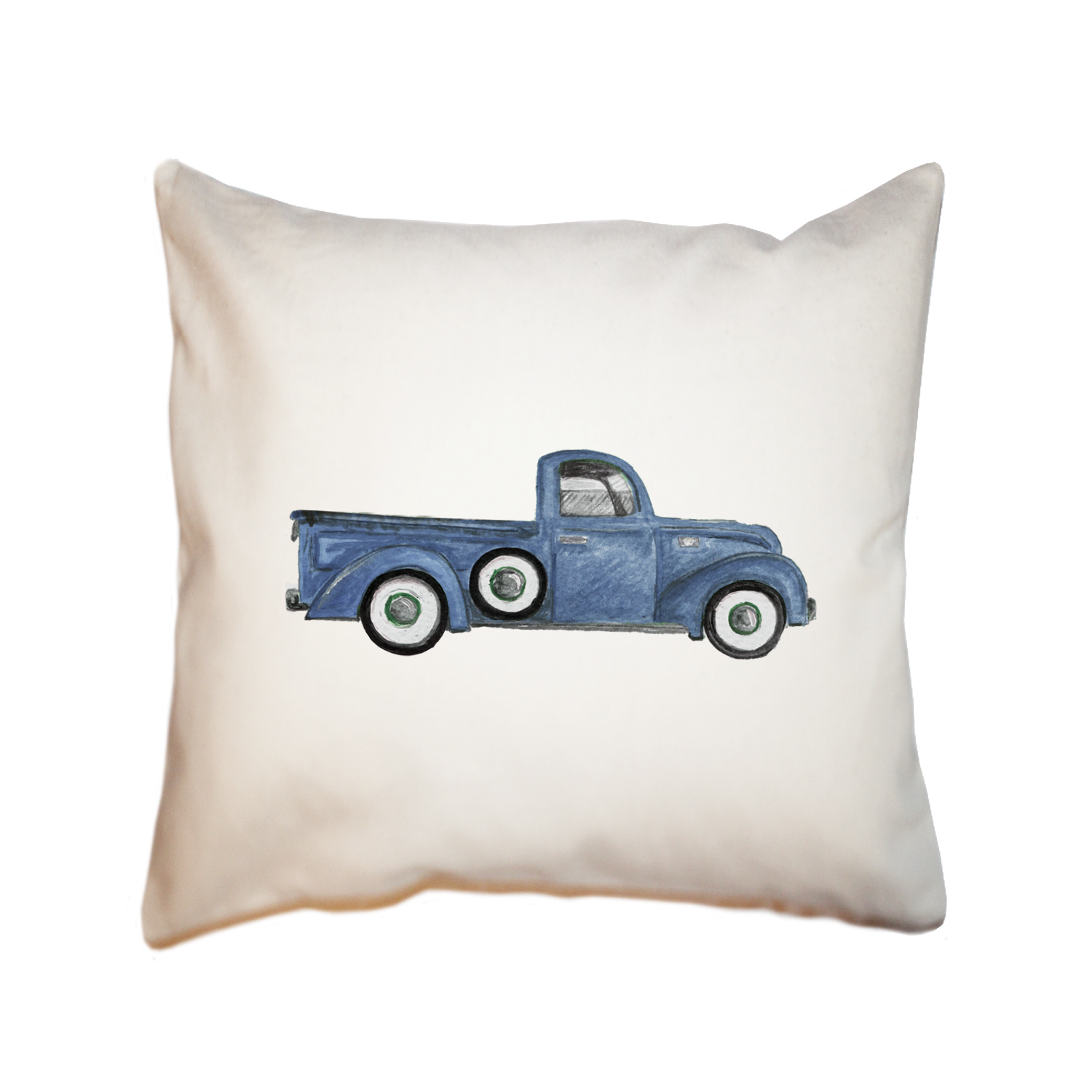 blue truck square pillow