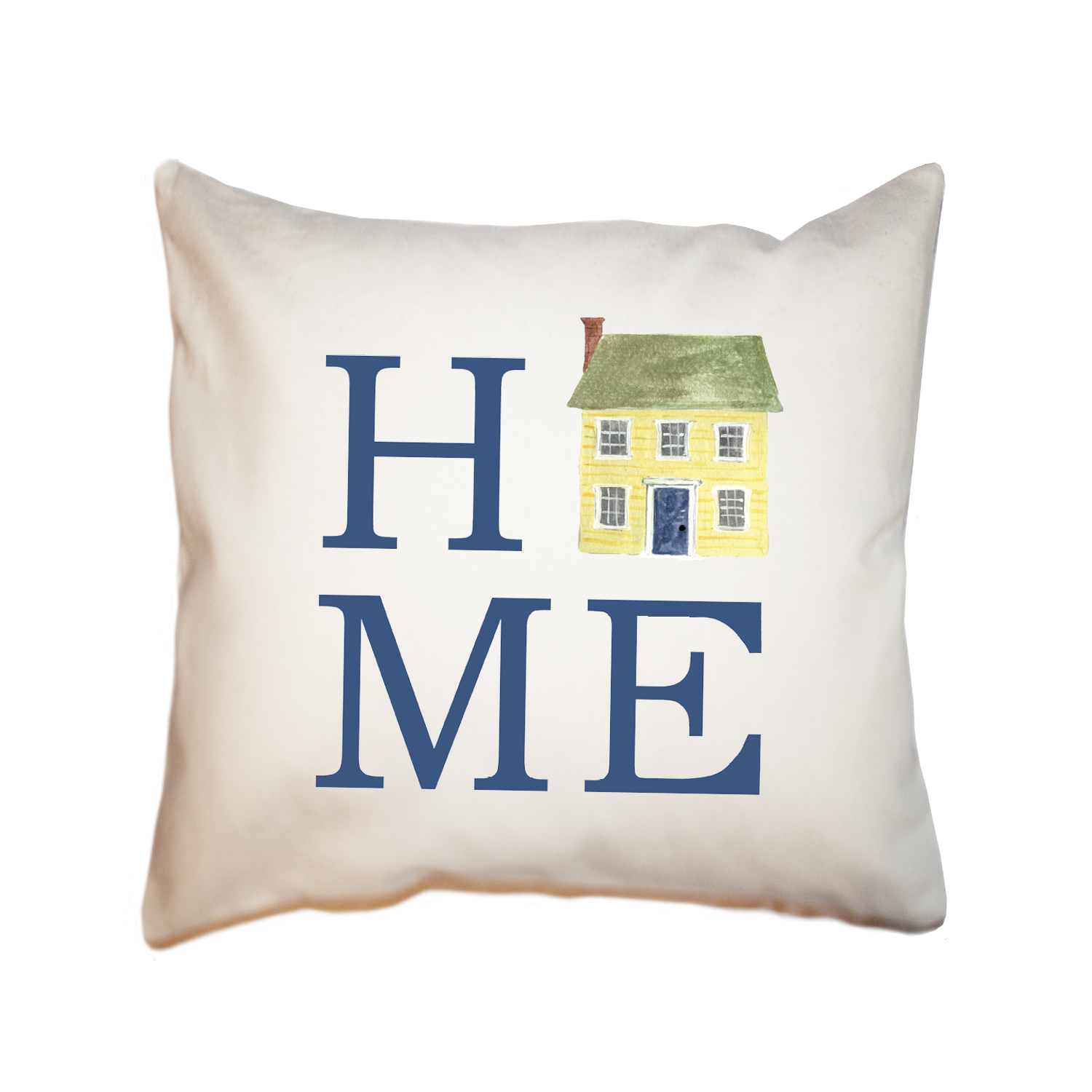 home yellow house square pillow