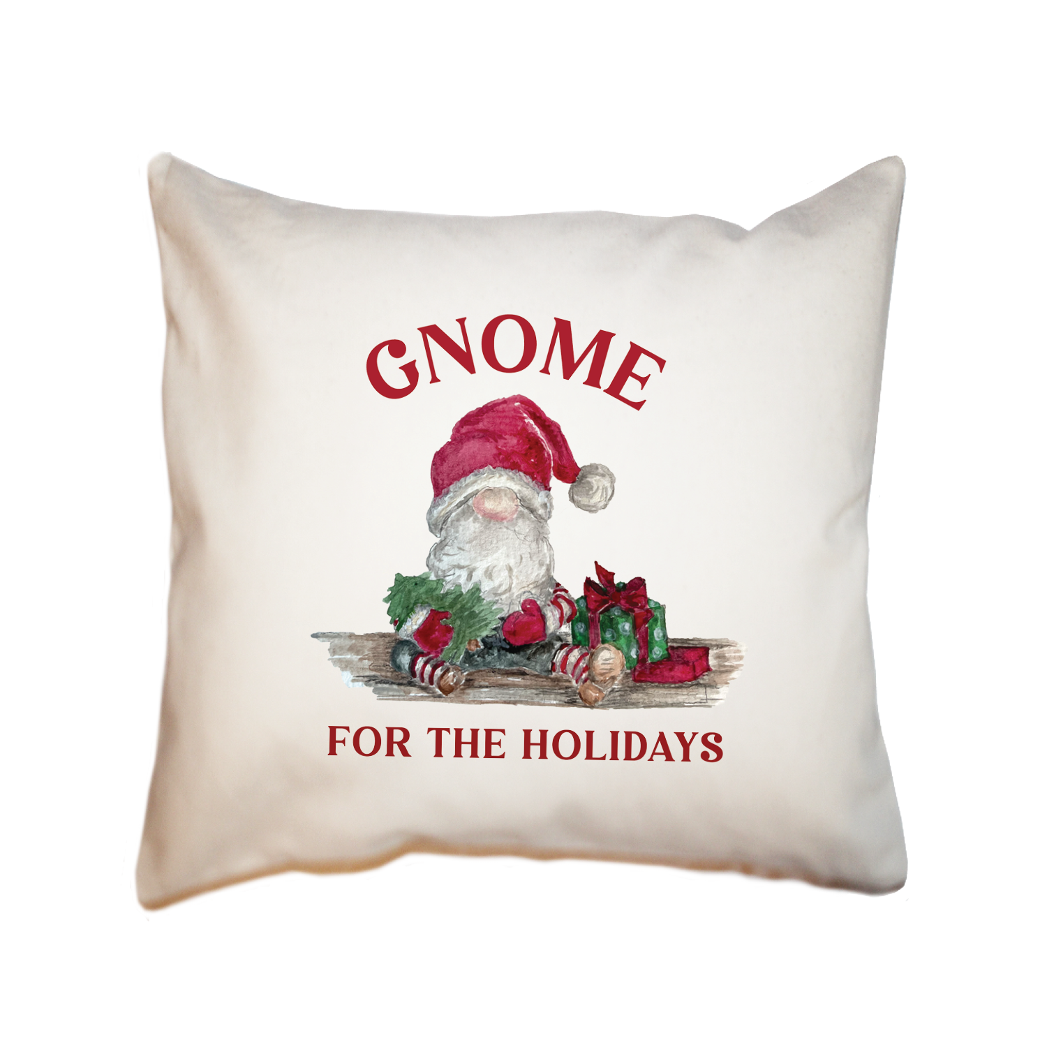 christmas gnome for the holidays only square pillow